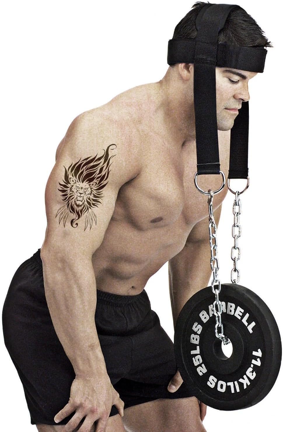 حزام تقوية عضلات الرقبة مع سلسلة حديد – Neck Training Harness لتمارين العنق والكتف – قابل للتعديل – مناسب كمال الأجسام والمصارعة والرياضات القتالية