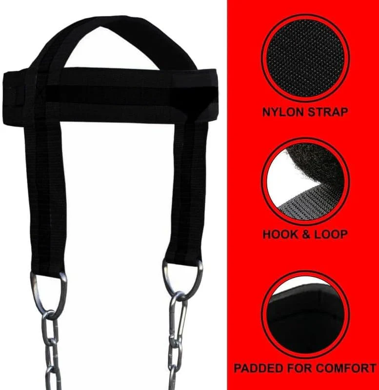 حزام تقوية عضلات الرقبة مع سلسلة حديد – Neck Training Harness لتمارين العنق والكتف – قابل للتعديل – مناسب كمال الأجسام والمصارعة والرياضات القتالية - Image 2