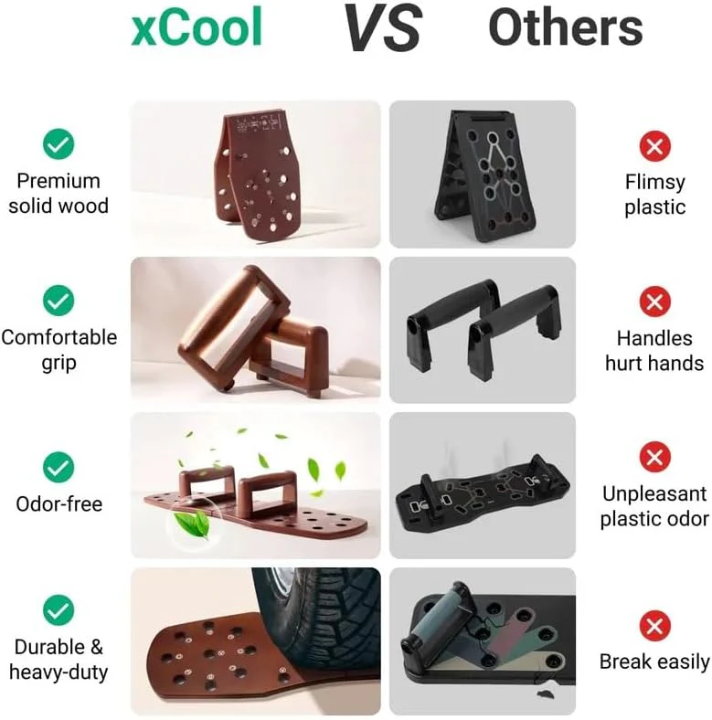 لوح تمارين بوش اب احترافي قابل للطي – Push Up Board متعدد الوضعيات لتقوية الصدر والكتف والذراع – تصميم خشب قوي مع قاعدة مانعة للانزلاق – جهاز تمارين منزلية كامل - Image 8