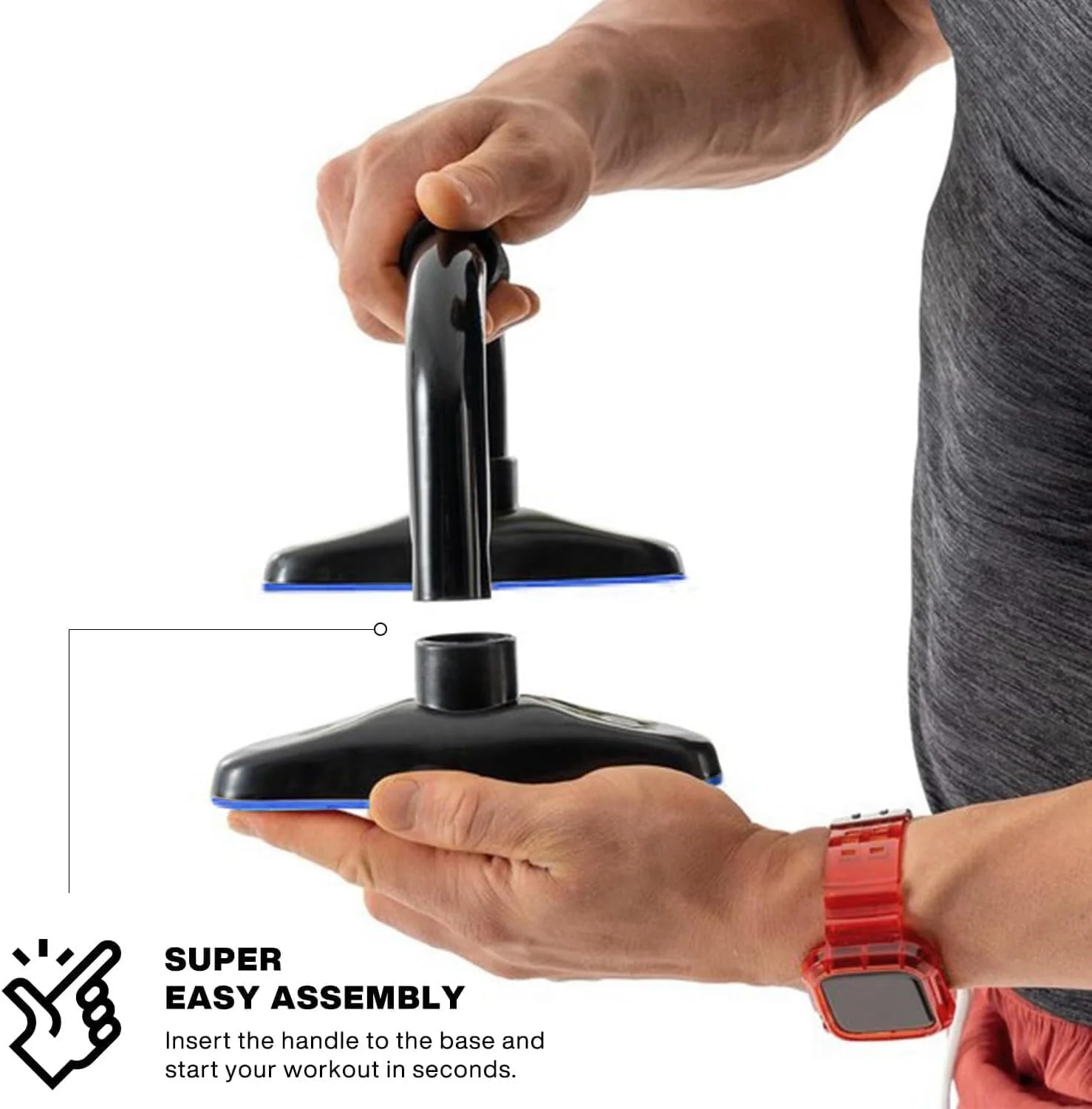 بوش اب بار احترافي Push Up Bars – حامل تمارين الضغط بتصميم مريح لليد – قاعدة عريضة مانعة للانزلاق – تقوية الصدر والذراع – مناسب للتمارين المنزلية والجيم - Image 4