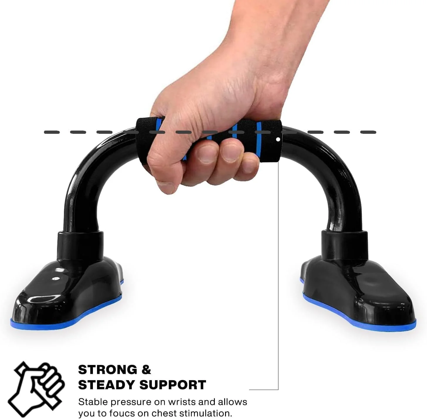 بوش اب بار احترافي Push Up Bars – حامل تمارين الضغط بتصميم مريح لليد – قاعدة عريضة مانعة للانزلاق – تقوية الصدر والذراع – مناسب للتمارين المنزلية والجيم - Image 5