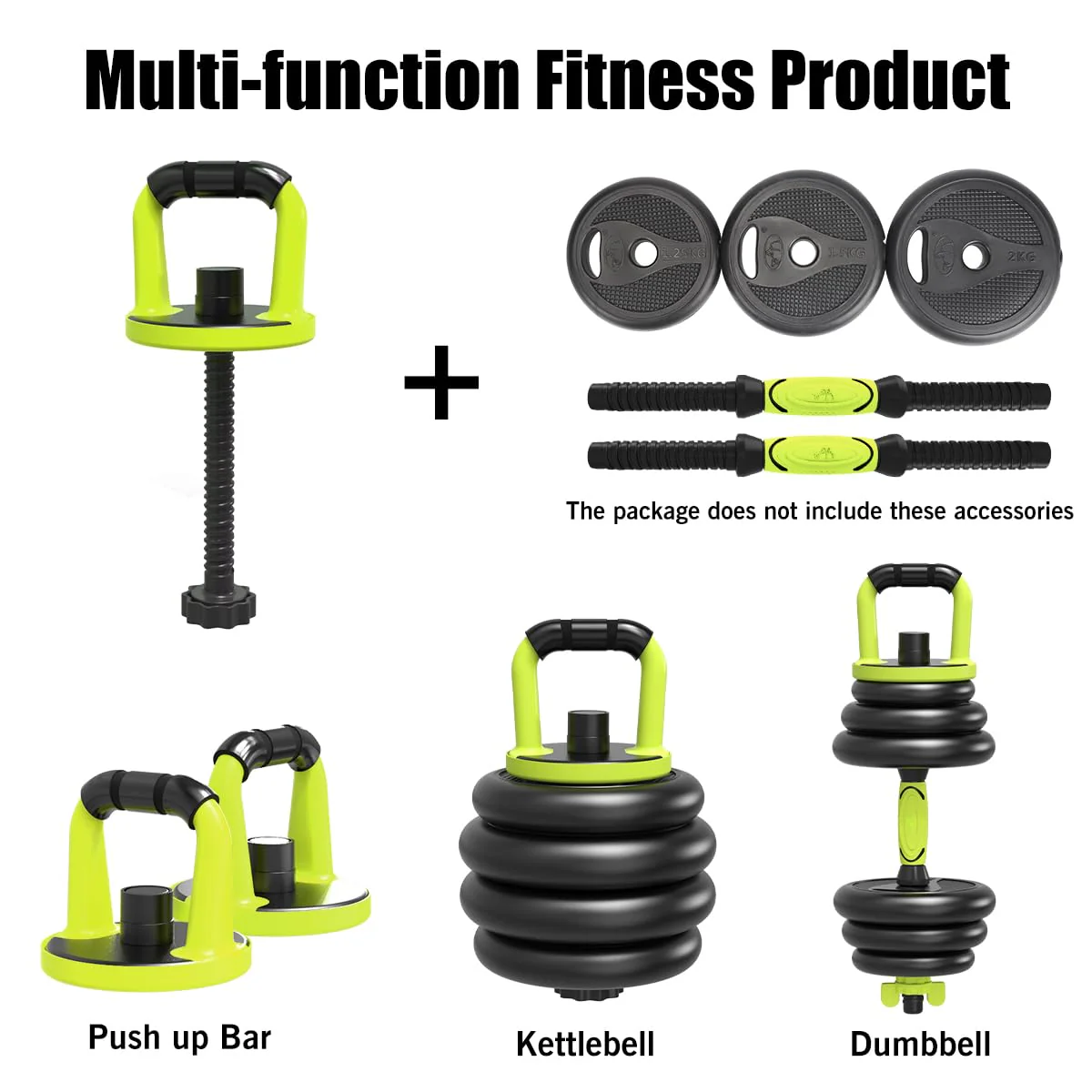 SportQ 7 in 1 Multi Use Dumbbells Set - Pair Dumbbell, Kettlebell, Abdominal Wheel, Push Handle, Straight Bar Extension and Zigzag – Adjustable Weights Home Gym in Your Home - Image 3