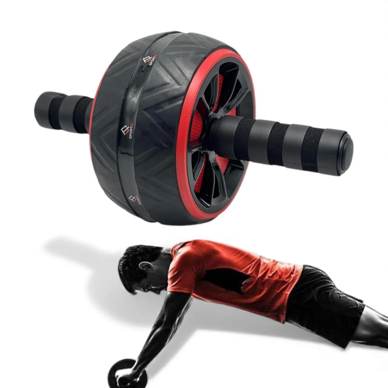 SportQ Abdominal Roller Wheel for Abdominal Muscle Exercise, Core Strength Training, Home Gym Fitness Workout with Knee Pad Accessories