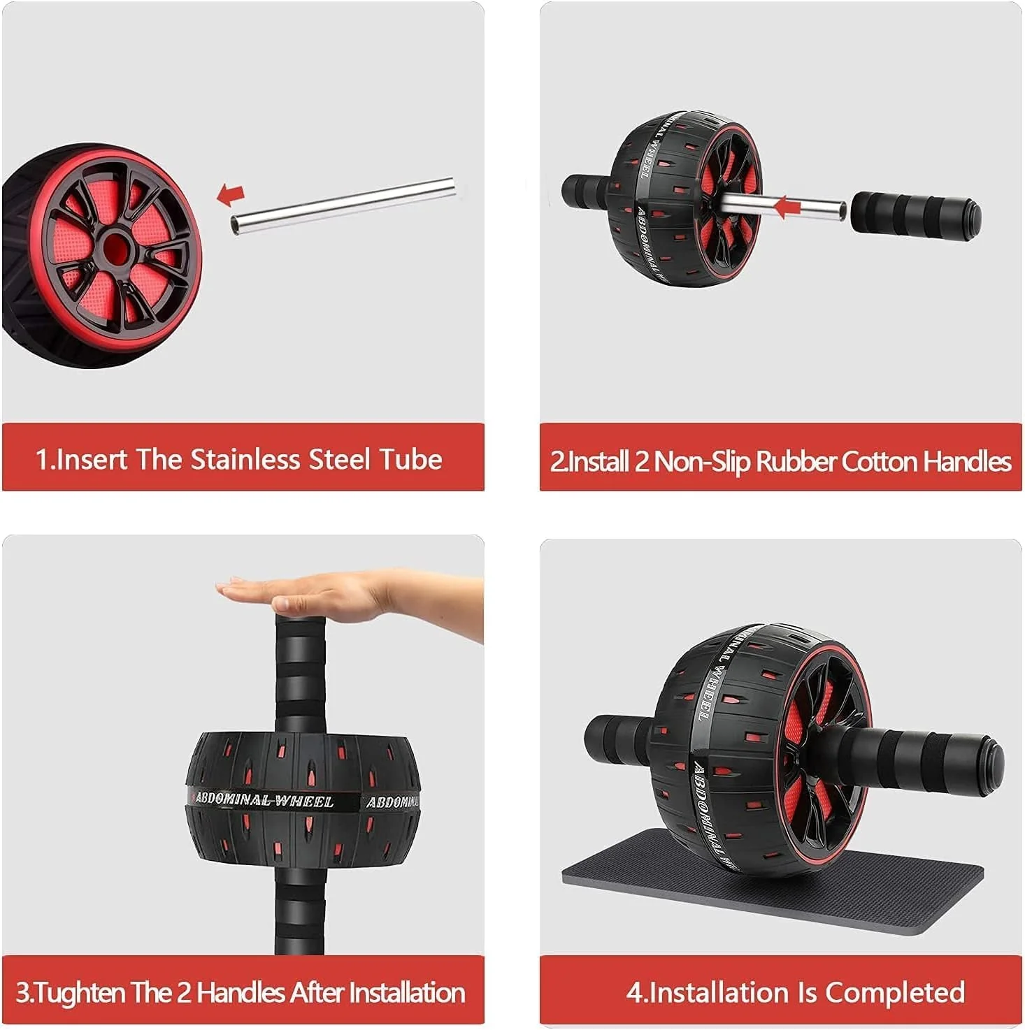 SportQ Abdominal Roller Wheel for Abdominal Muscle Exercise, Core Strength Training, Home Gym Fitness Workout with Knee Pad Accessories - Image 5