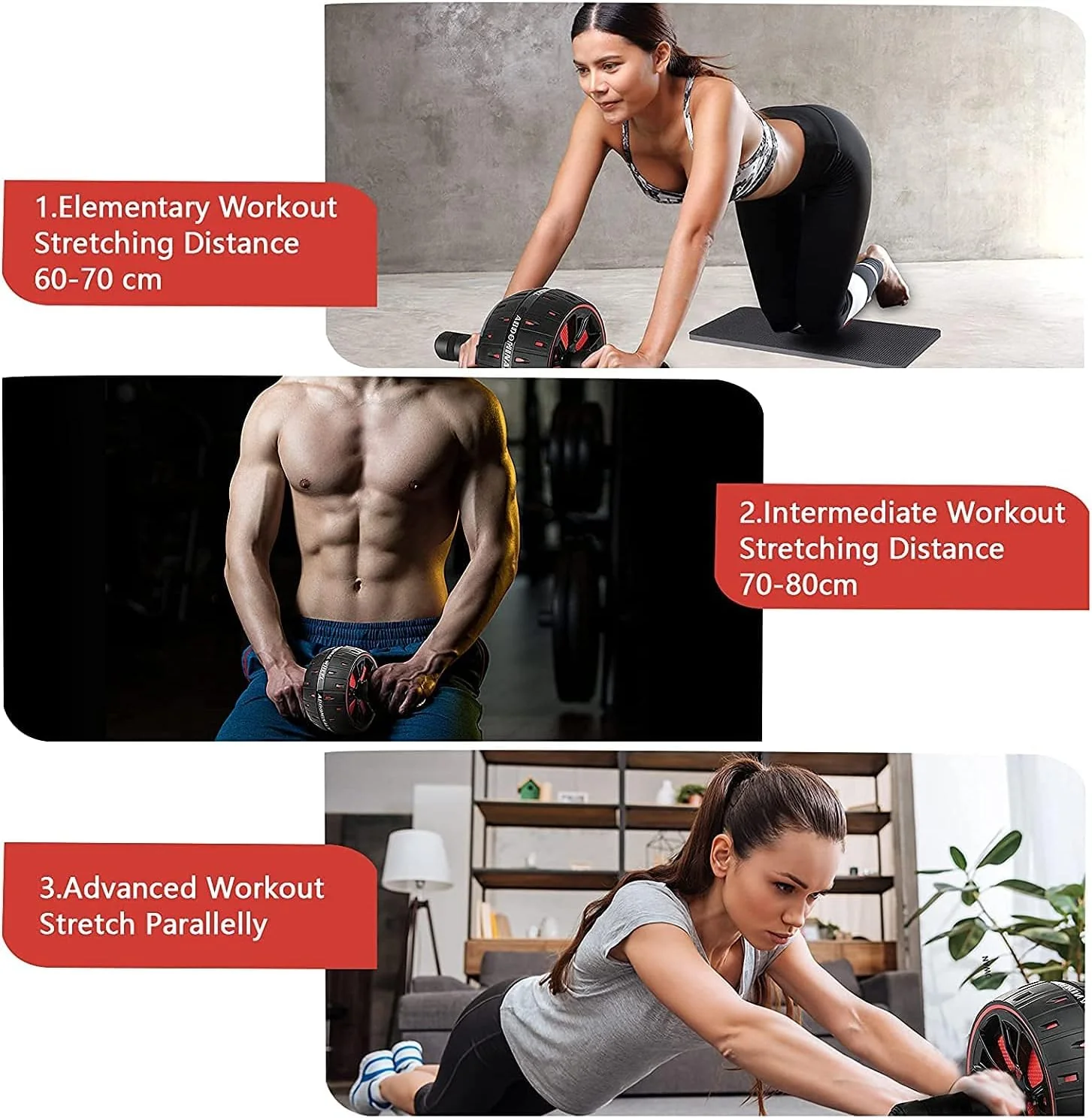 SportQ Abdominal Roller Wheel for Abdominal Muscle Exercise, Core Strength Training, Home Gym Fitness Workout with Knee Pad Accessories - Image 7