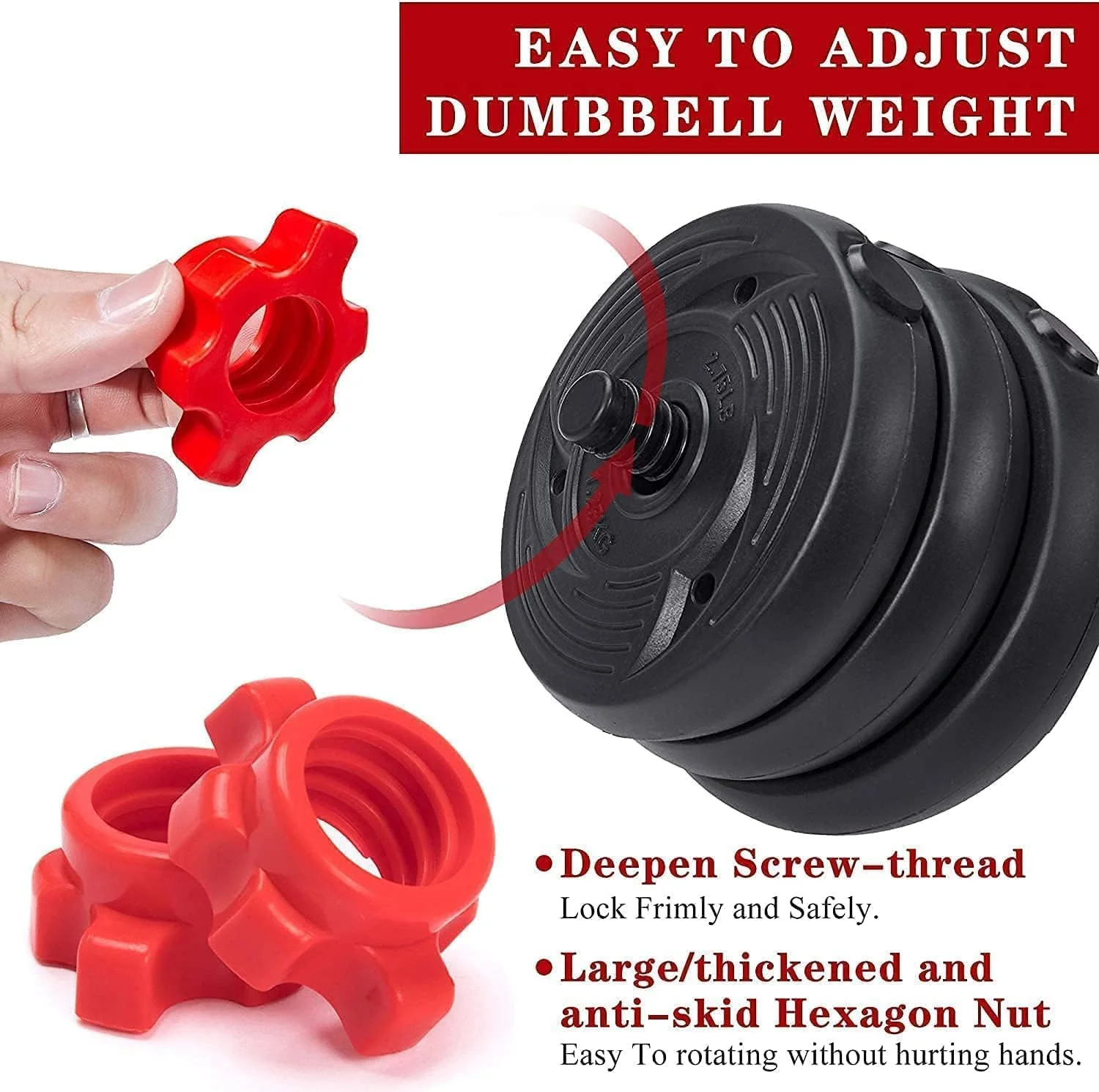 Dumbbells SportQ® 6 in 1 Multi-task, Adjustable on Weighted Ball and Olympic Bars, Push Up Training, Ideal for Free Weight Exercise, Fitness and Home Workout, Unisex - Image 3