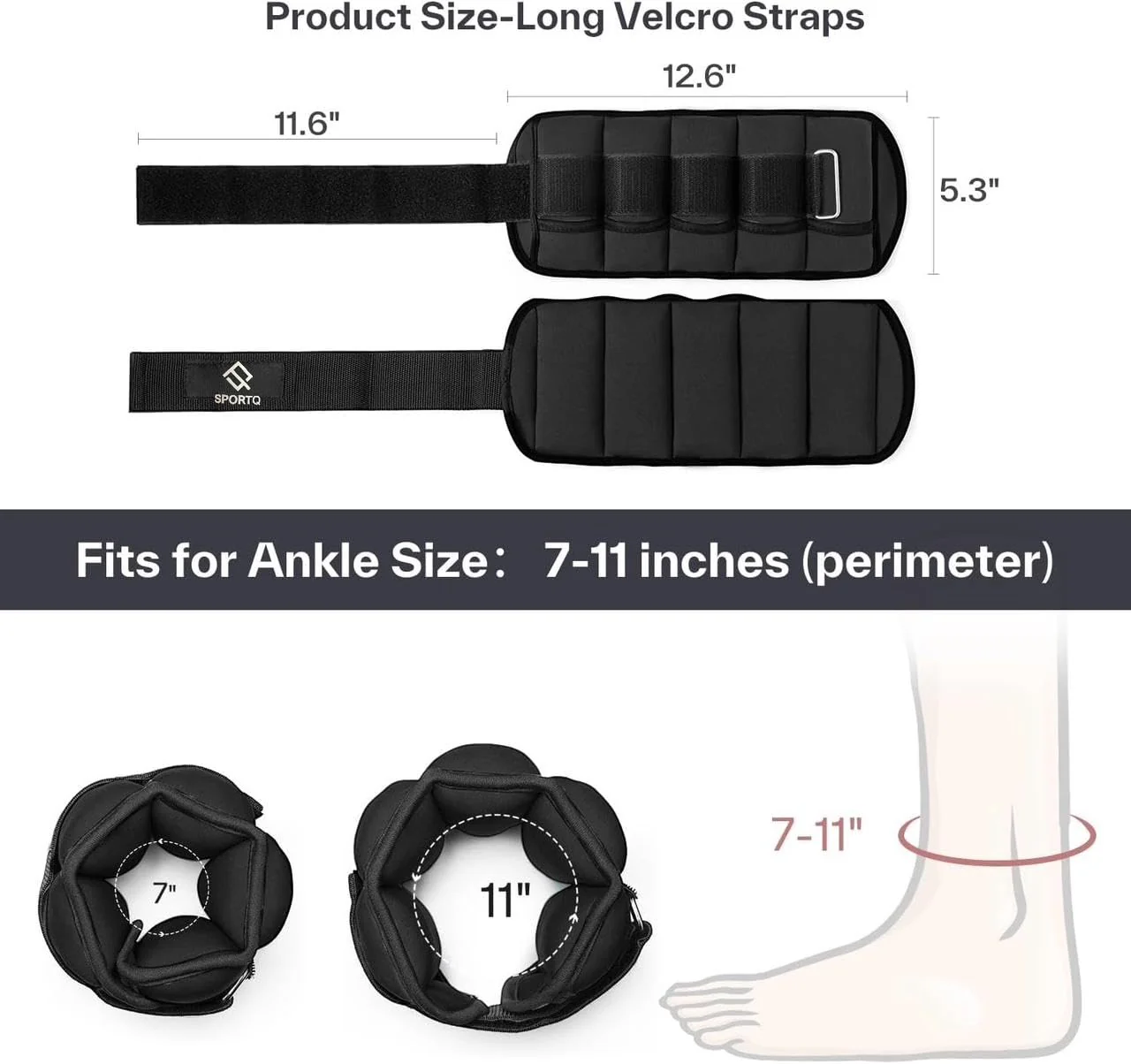 SportQ 2 Pack Wrist and Ankle Weights Adjustable Weight with Bags – Soft & Comfortable Material, Strong, Suitable for Running, Yoga, Physical Therapy, Strength Training for Men & Women - Image 3