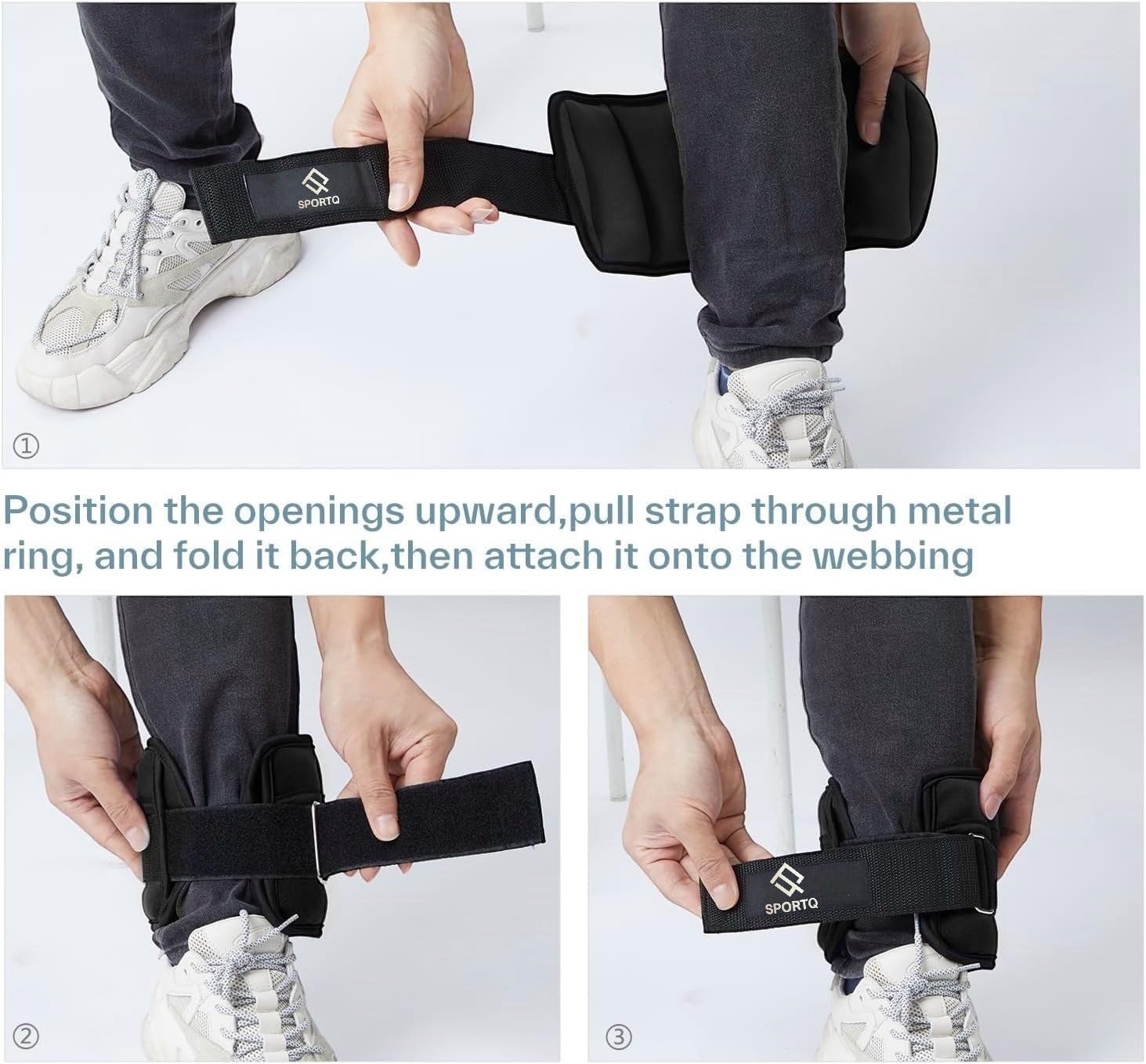 SportQ 2 Pack Wrist and Ankle Weights Adjustable Weight with Bags – Soft & Comfortable Material, Strong, Suitable for Running, Yoga, Physical Therapy, Strength Training for Men & Women - Image 4