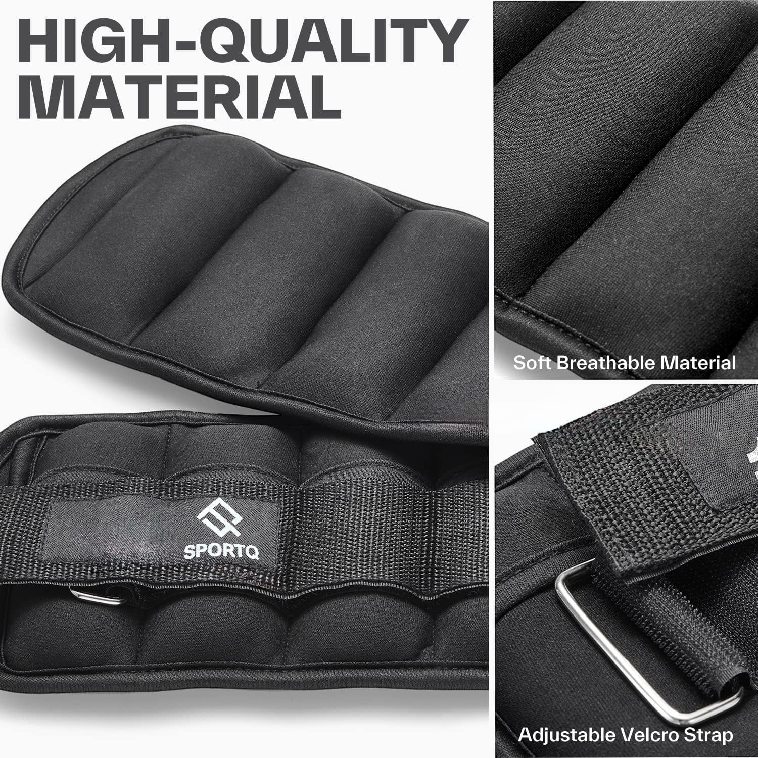 SportQ 2 Pack Wrist and Ankle Weights Adjustable Weight with Bags – Soft & Comfortable Material, Strong, Suitable for Running, Yoga, Physical Therapy, Strength Training for Men & Women - Image 6