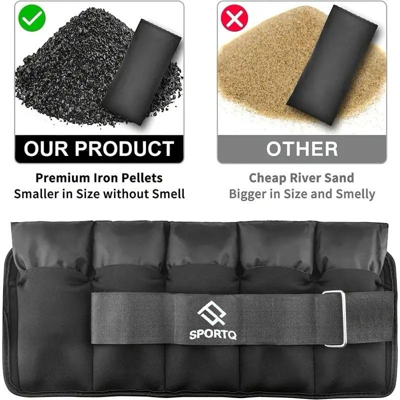SportQ 2 Pack Wrist and Ankle Weights Adjustable Weight with Bags – Soft & Comfortable Material, Strong, Suitable for Running, Yoga, Physical Therapy, Strength Training for Men & Women - Image 7