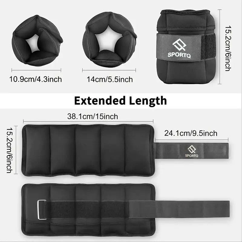 SportQ 2 Pack Wrist and Ankle Weights Adjustable Weight with Bags – Soft & Comfortable Material, Strong, Suitable for Running, Yoga, Physical Therapy, Strength Training for Men & Women - Image 8