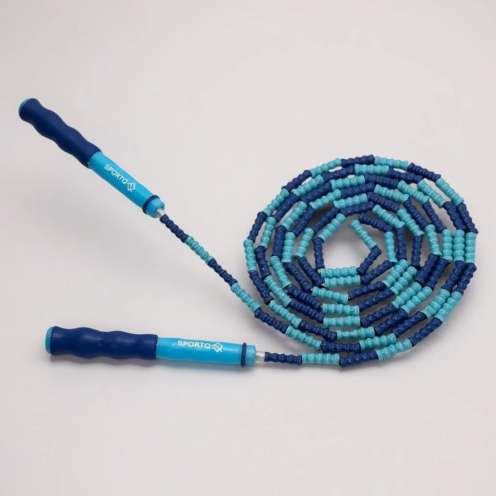 SportQ 230cm Colorful Beads Skipping Rope – Comfortable Non-Slip Handles, Durable Nylon Rope for Training and Fitness for Kids and Adults