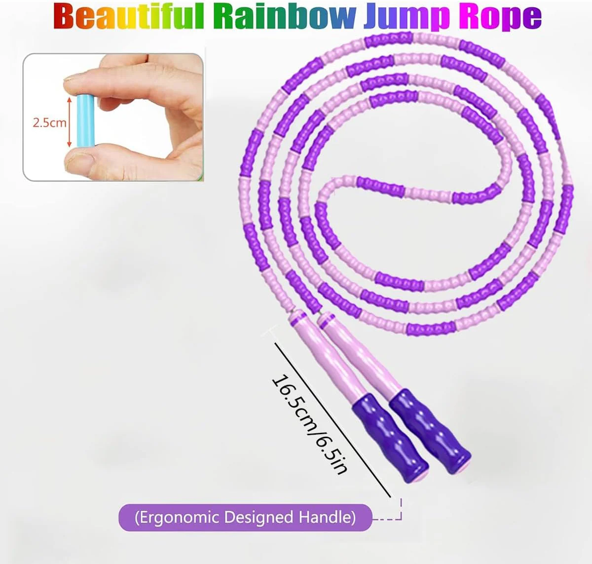 SportQ 230cm Colorful Beads Skipping Rope – Comfortable Non-Slip Handles, Durable Nylon Rope for Training and Fitness for Kids and Adults - Image 3