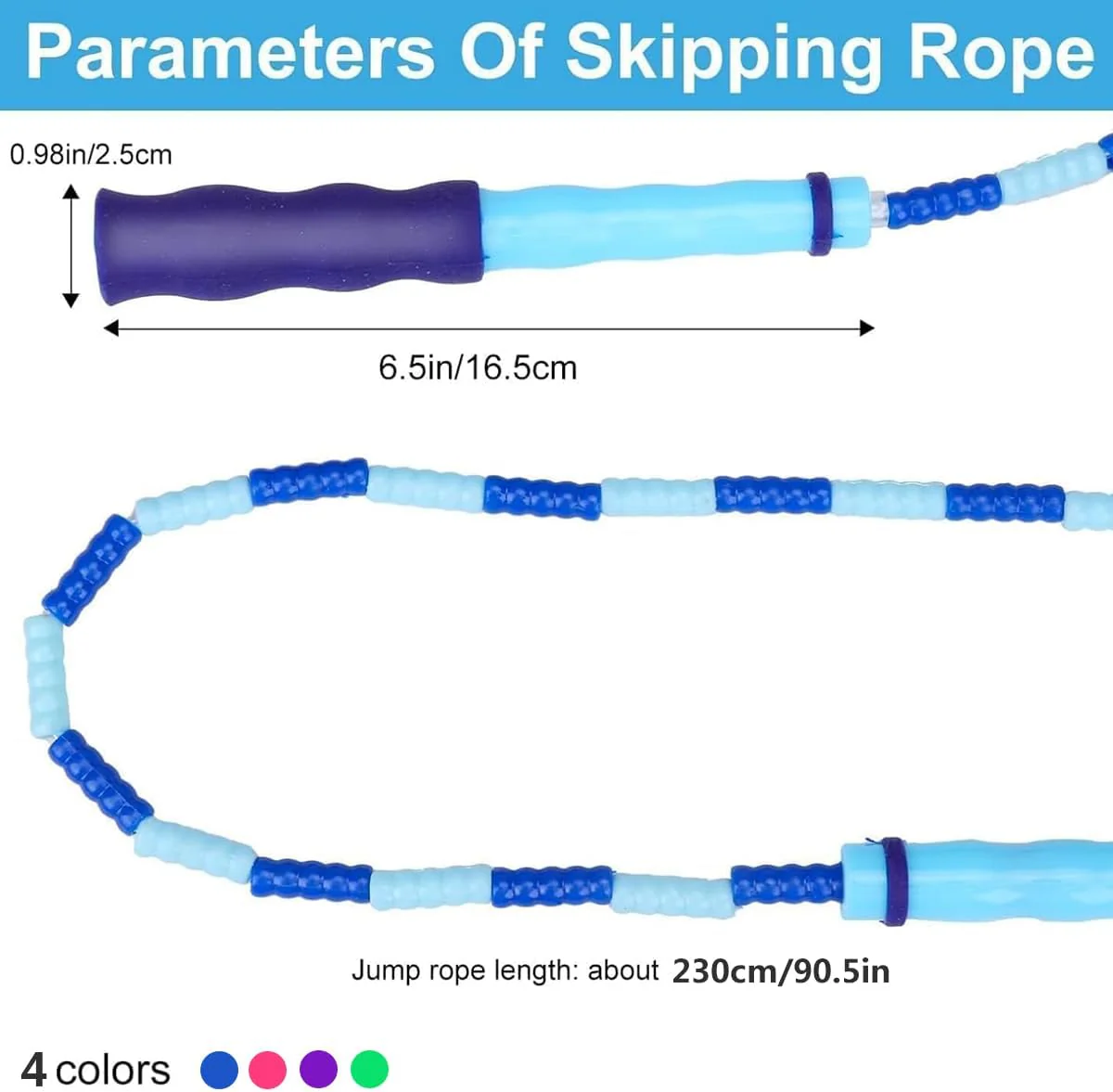 SportQ 230cm Colorful Beads Skipping Rope – Comfortable Non-Slip Handles, Durable Nylon Rope for Training and Fitness for Kids and Adults - Image 5
