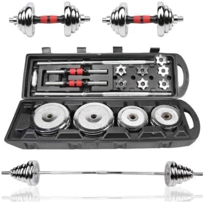 SportQ® 2-in-1 Chrome Steel Adjustable Dumbbell Set with Premium Chrome Carrying Case with Connector Bar - Converts in Seconds from Pair Dumbbell to Bar for Strength Training - Image 11
