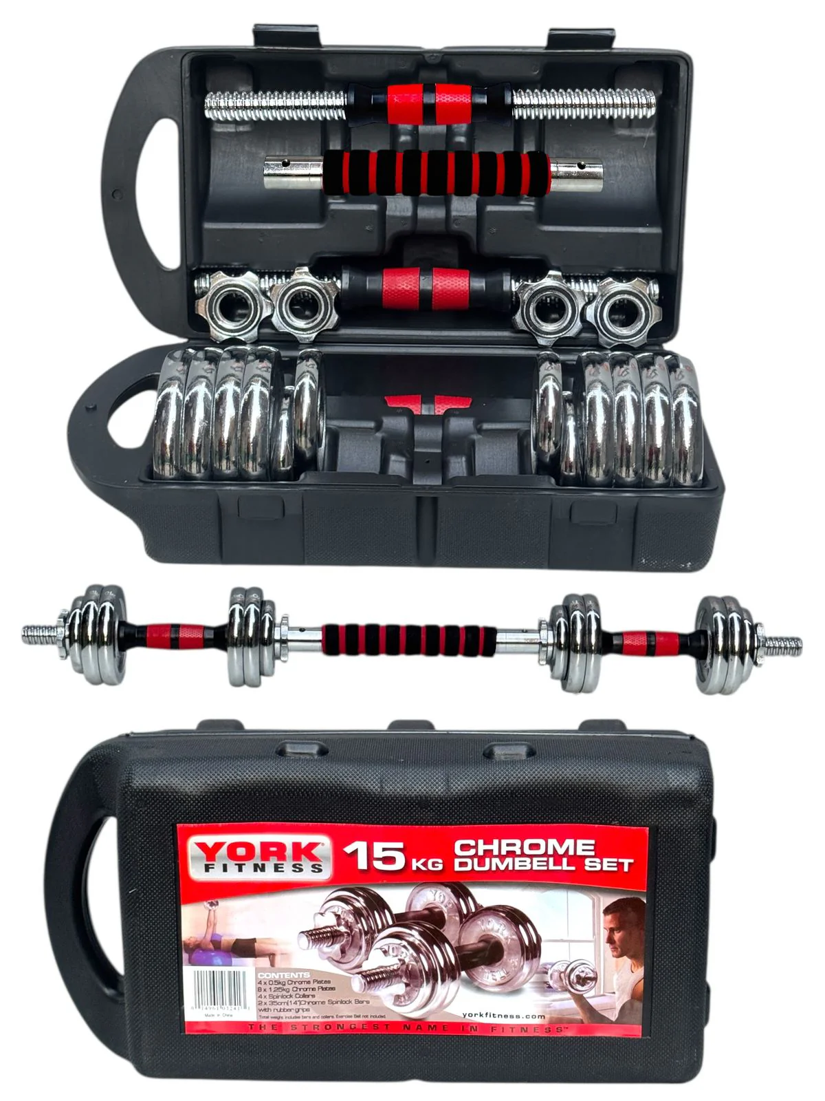 SportQ® 2-in-1 Chrome Steel Adjustable Dumbbell Set with Premium Chrome Carrying Case with Connector Bar - Converts in Seconds from Pair Dumbbell to Bar for Strength Training - Image 12