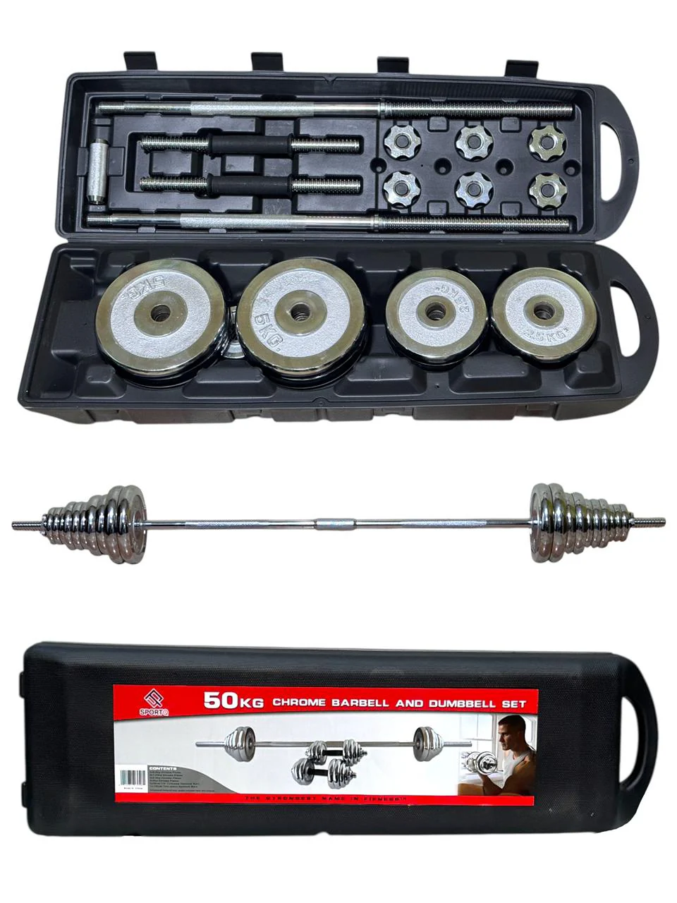 SportQ® 2-in-1 Chrome Steel Adjustable Dumbbell Set with Premium Chrome Carrying Case with Connector Bar - Converts in Seconds from Pair Dumbbell to Bar for Strength Training - Image 13