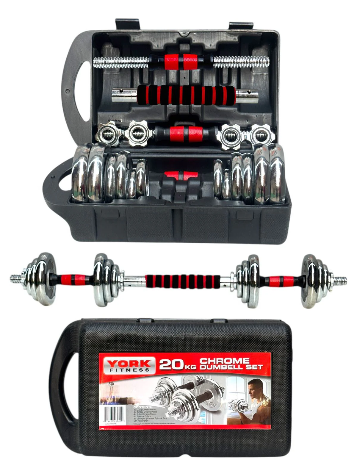 SportQ® 2-in-1 Chrome Steel Adjustable Dumbbell Set with Premium Chrome Carrying Case with Connector Bar - Converts in Seconds from Pair Dumbbell to Bar for Strength Training - Image 18