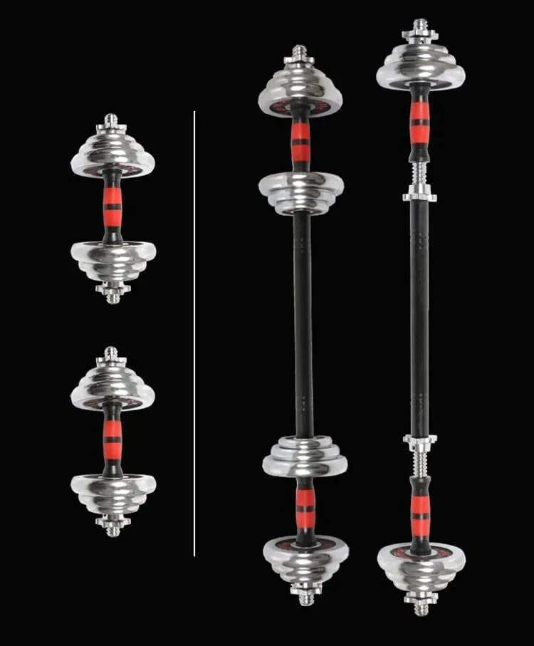 SportQ® 2-in-1 Chrome Steel Adjustable Dumbbell Set with Premium Chrome Carrying Case with Connector Bar - Converts in Seconds from Pair Dumbbell to Bar for Strength Training - Image 8