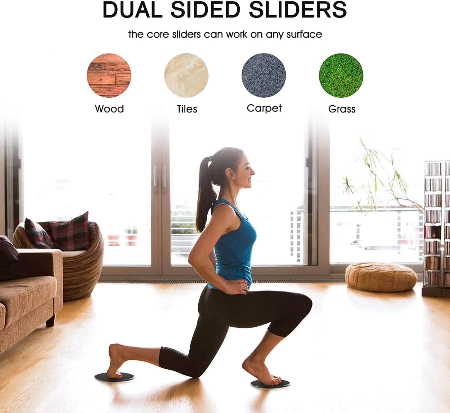 Core Sliders أقراص الانزلاق للتمارين كور سليدر مزدوجة الوجه – تمارين البطن والجسم بالكامل – مناسبة لكل الأسطح - Image 2