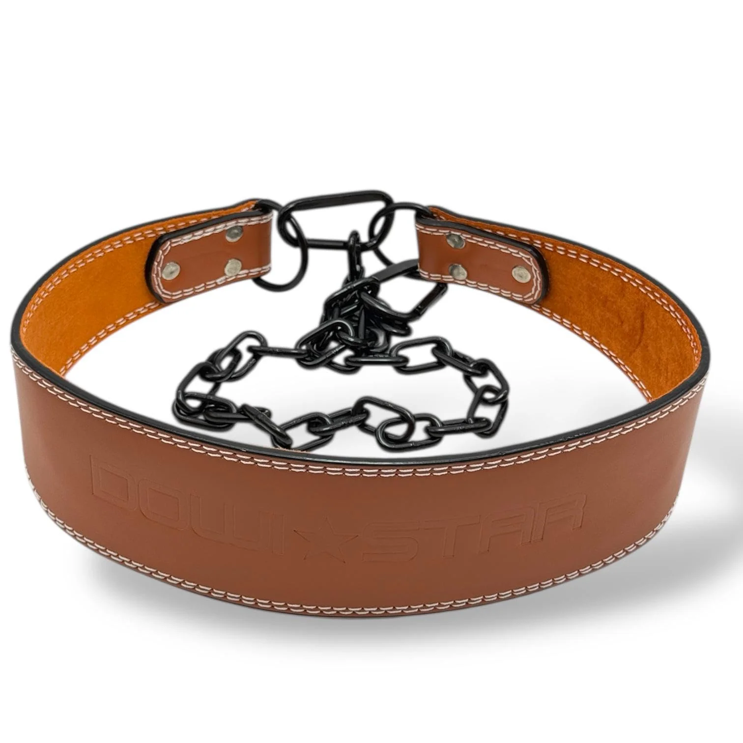 Premium Quality Leather Parallel Belt Designed for Maximum Weight Bearing – Heavy Weight Support for Chin-Ups, Dips, Calistinex – Adjustable Chain for Weights up to 100kg / 220lbs