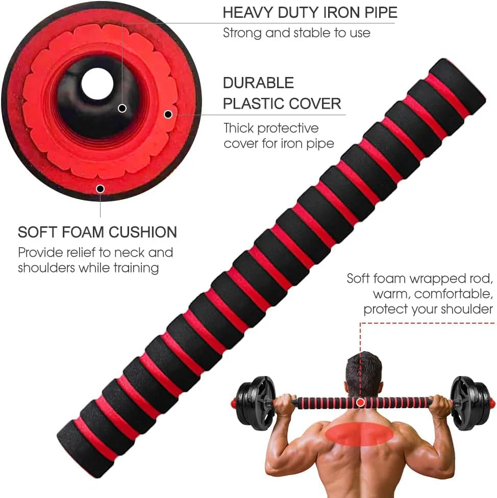 Dumbbell Bar Pair 50cm with Dumbbell Conversion Connector for Training Bar Mountable with Safety Nuts, Non-Slip Handle Strong Iron Barbell Suitable for Barbell and Rubber (Without Weights Frames) - Image 4