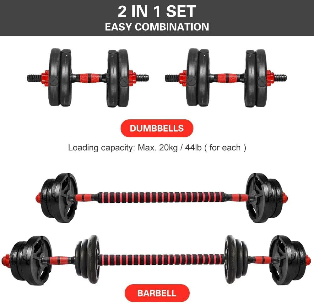 Dumbbell Bar Pair 50cm with Dumbbell Conversion Connector for Training Bar Mountable with Safety Nuts, Non-Slip Handle Strong Iron Barbell Suitable for Barbell and Rubber (Without Weights Frames) - Image 5