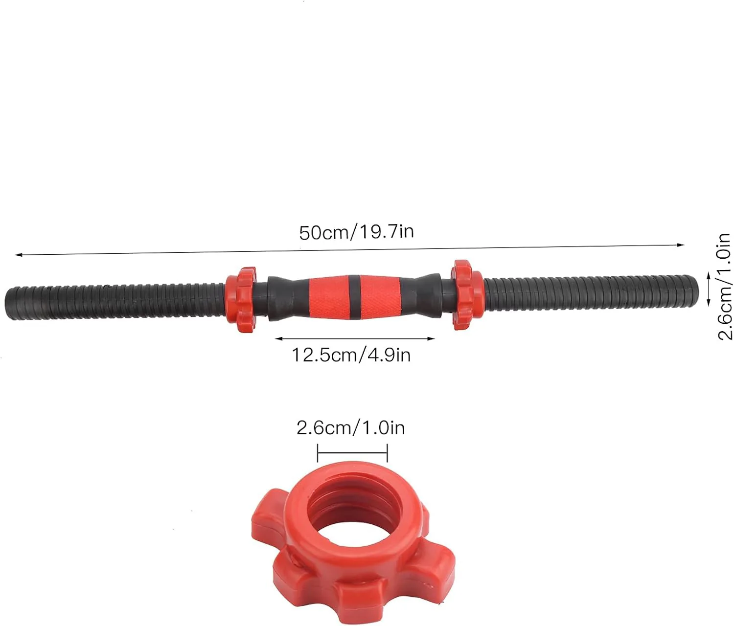 Dumbbell Bar Pair 50cm with Dumbbell Conversion Connector for Training Bar Mountable with Safety Nuts, Non-Slip Handle Strong Iron Barbell Suitable for Barbell and Rubber (Without Weights Frames) - Image 7
