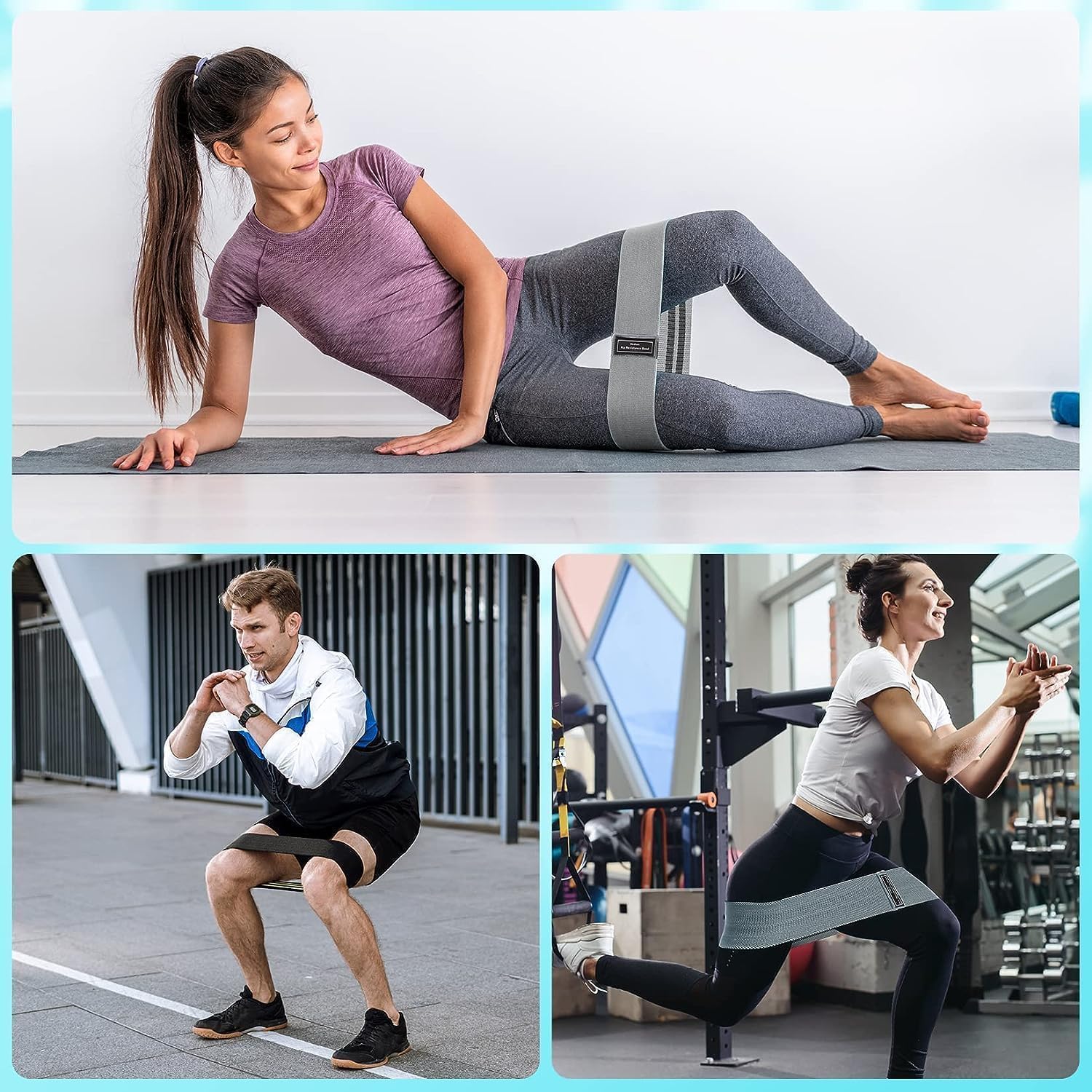 Premium SportQ Resistance Bands for Legs and Butt Anti Slip Hip Bands for Women and Men, Hip and Leg Exercise Bands - 3 Levels Resistance Bands for Hips and Legs - Image 7