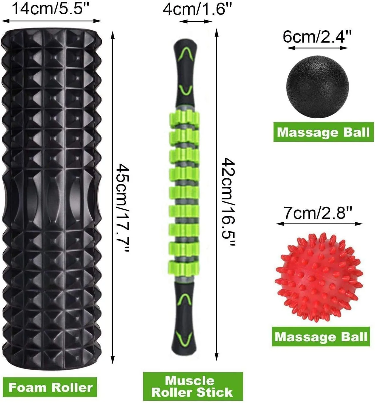 SportQ 5 in 1 Massage Roller Set for Sports & Recovery – Muscle Massage Foam Roller with Massage Stick, 2 Balls, Carry Bag, Ideal for Gym, Yoga, Physical Therapy (Black) - Image 5