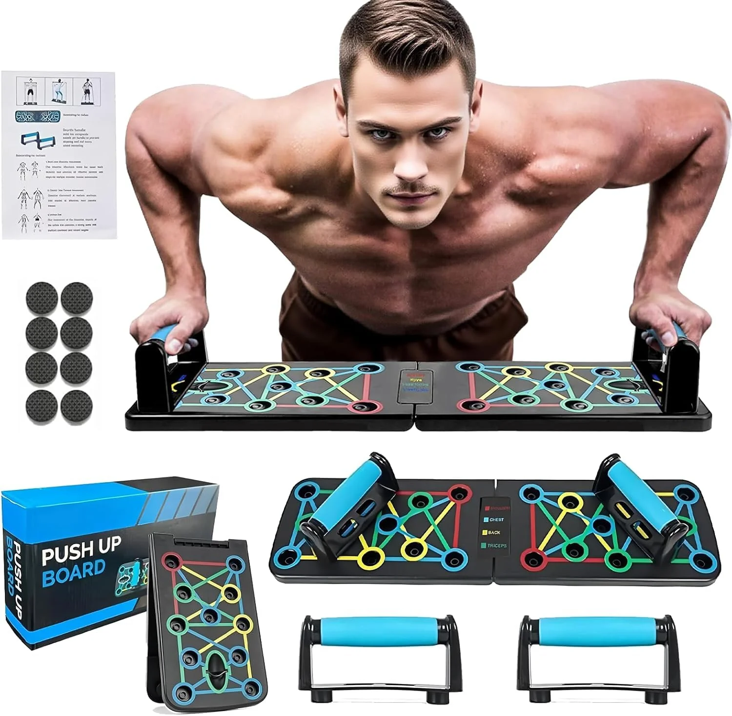 SportQ Multifunctional Folding Push Up Board, Professional Chest Muscle Exercise Equipment with Strength Training Arm, Suitable for Home Gym and Suitable for Both Men and Women