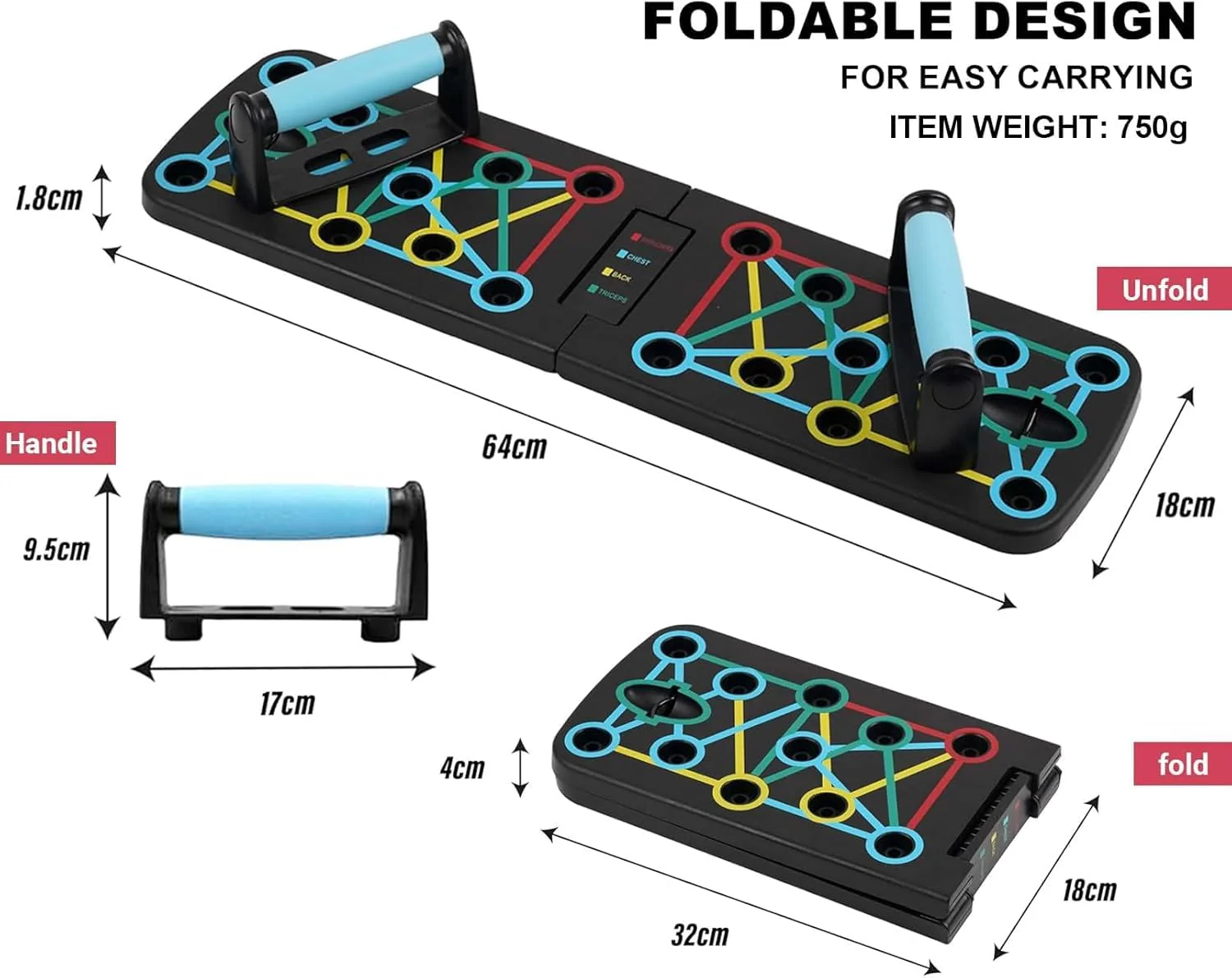 SportQ Multifunctional Folding Push Up Board, Professional Chest Muscle Exercise Equipment with Strength Training Arm, Suitable for Home Gym and Suitable for Both Men and Women - Image 6