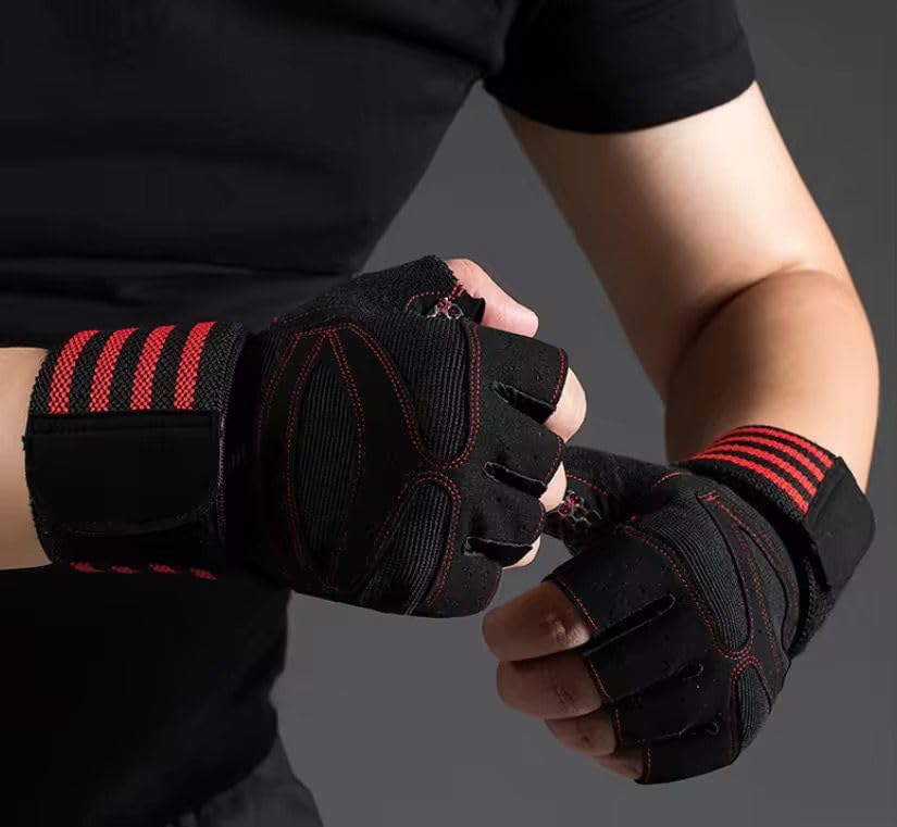SportQ® Workout Gloves Weight Lifting Gloves with Wrist Wraps for Gym Training Support, Fitness, Hanging & Pull Ups, Breathable, Full Palm Protection - Image 3