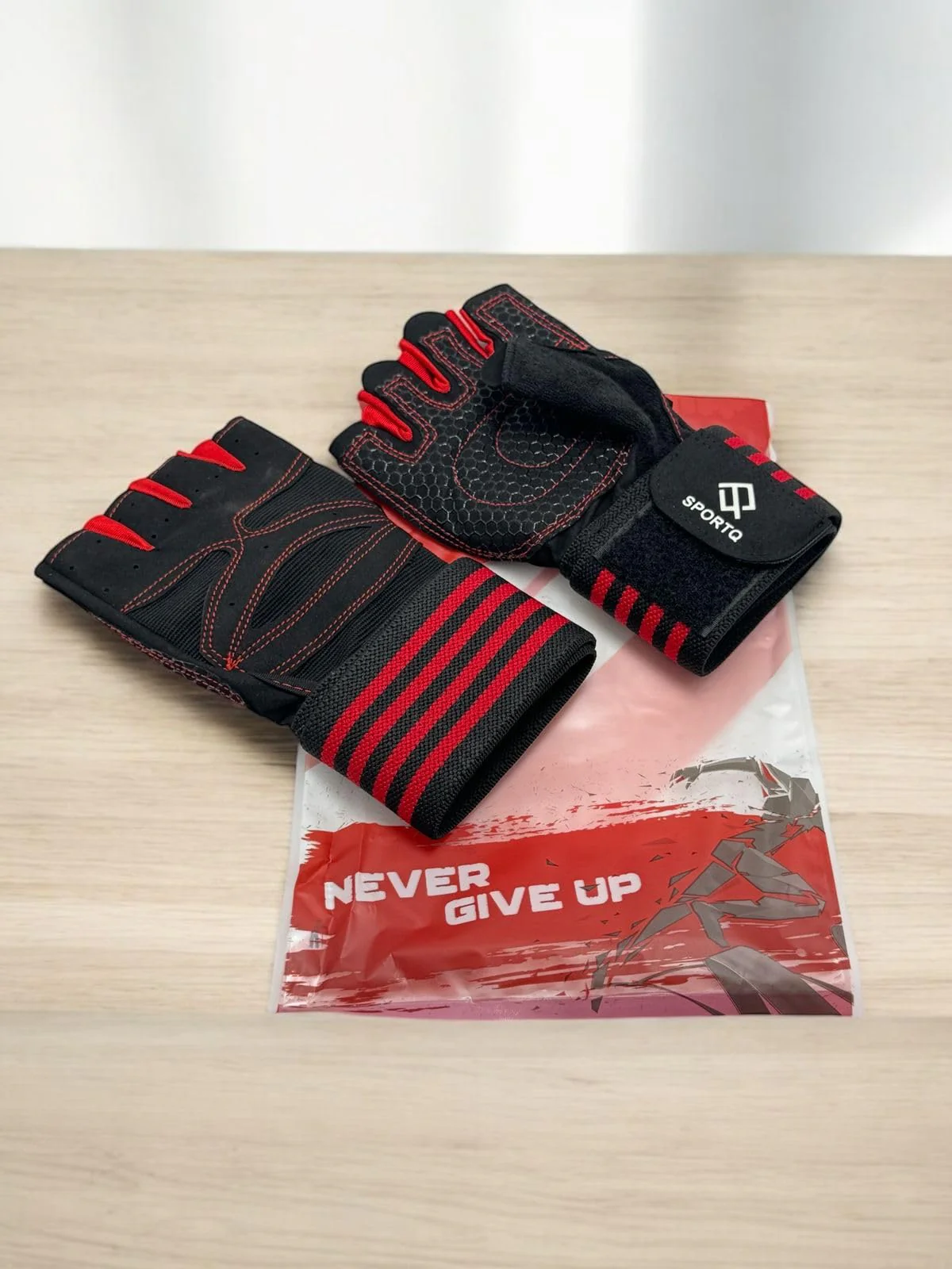 SportQ® Workout Gloves Weight Lifting Gloves with Wrist Wraps for Gym Training Support, Fitness, Hanging & Pull Ups, Breathable, Full Palm Protection - Image 5