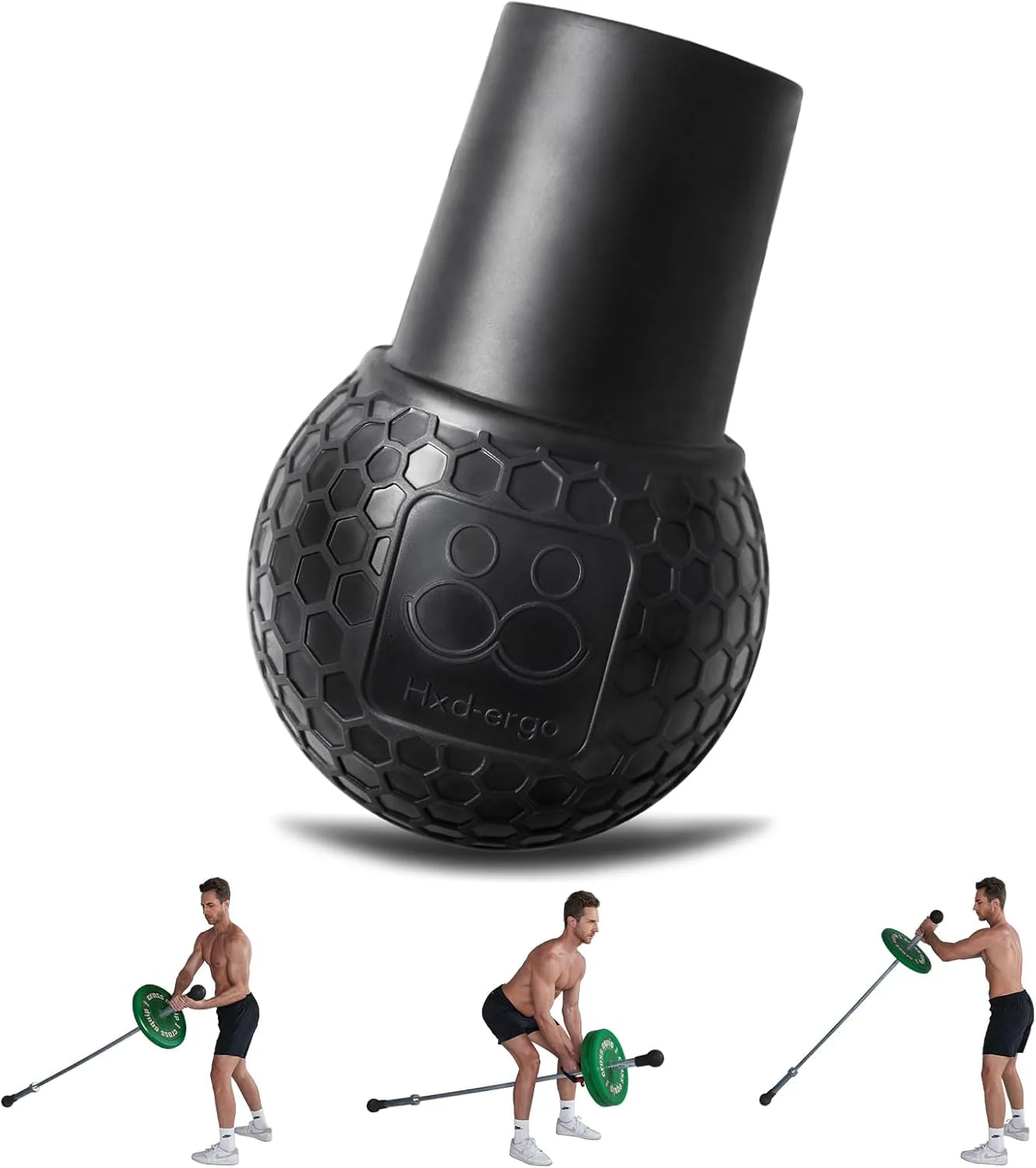 Landmine Workout Bar Attachments, Converts Any Surface Into a Landmine Workout - Press, Rows, Spins, Splits, Squats Natural Rubber - Fits Olympic Bars