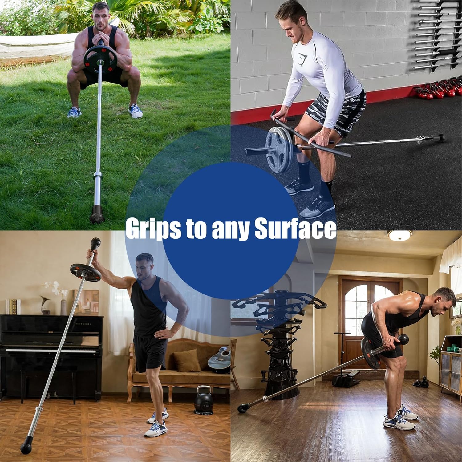 Landmine Workout Bar Attachments, Converts Any Surface Into a Landmine Workout - Press, Rows, Spins, Splits, Squats Natural Rubber - Fits Olympic Bars - Image 6