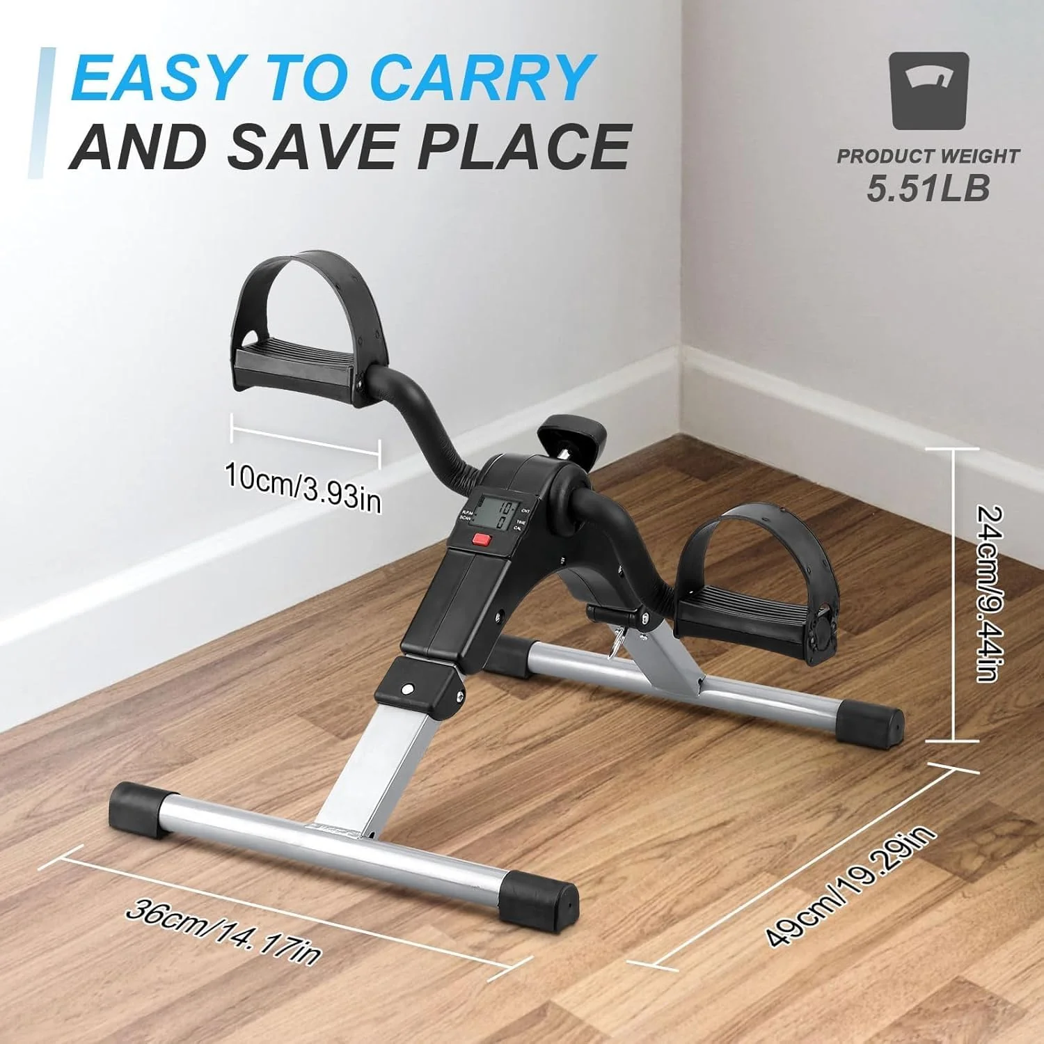 SportQ️ Foldable Pedal Exerciser, Mini Under Desk Exercise Bike Portable Foot and Hand Exerciser, Arm and Leg Exercise Machine with LCD Display for Light Leg and Arm Exercise, Physical Therapy at Home - Image 3