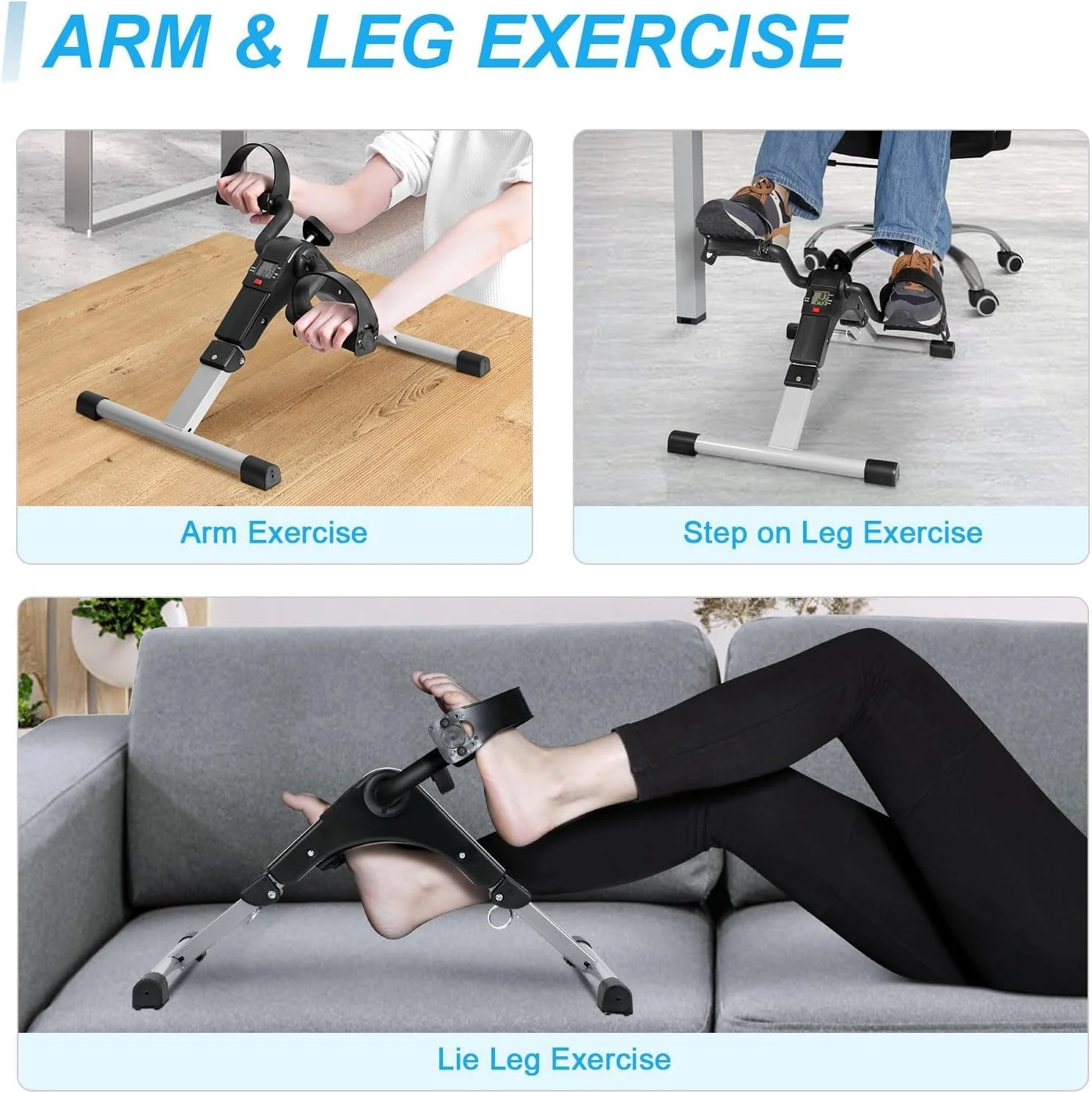 SportQ️ Foldable Pedal Exerciser, Mini Under Desk Exercise Bike Portable Foot and Hand Exerciser, Arm and Leg Exercise Machine with LCD Display for Light Leg and Arm Exercise, Physical Therapy at Home - Image 8