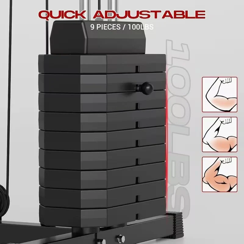 SportQ Multifunctional Home Gym | All-Inclusive Exercise Station for Chest, Back, Arms and Legs with Built-in Weights and Powerful Pulley System – Complete Fitness Machine for Home 100 lbs - Image 8