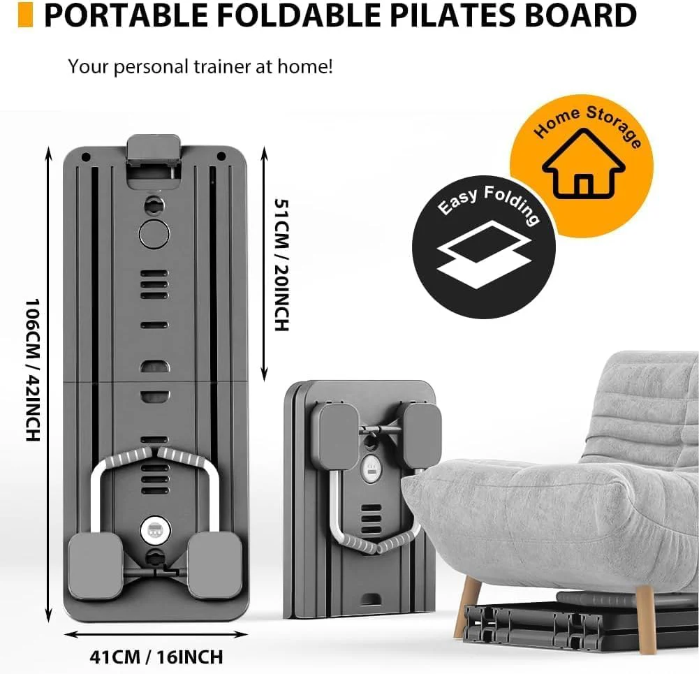SportQ Multifunctional Pilates Board Foldable Home Gym Abdominal Waist Trainer Strengthening Arms Legs Full Resistance Plate + Handles + Tension Bands Suitable for Women Men Easy Storage - Image 6