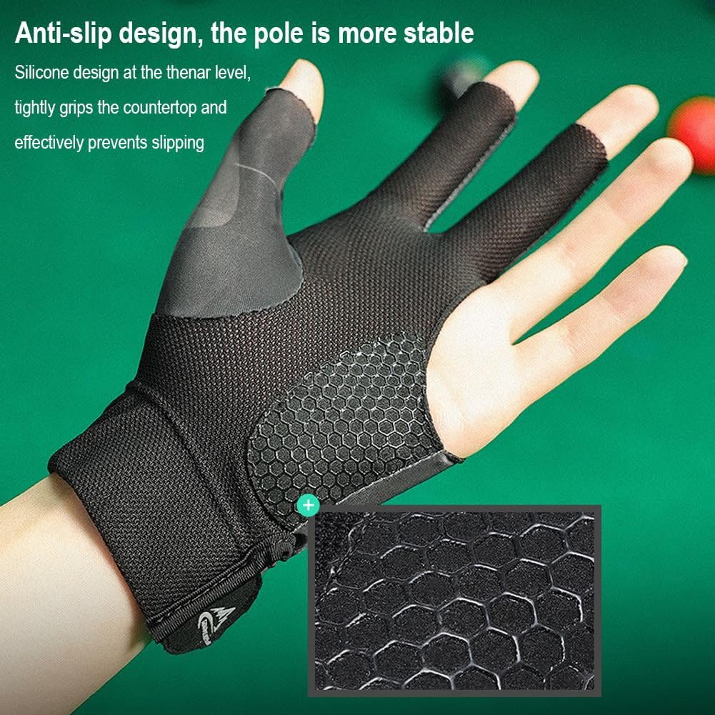 SportQ Breathable Nylon Pool Glove (Left Hand) Universal 3 Finger Gloves Sports Gloves for Women and Men, Indoor Game Set, Pool Accessories - Image 5