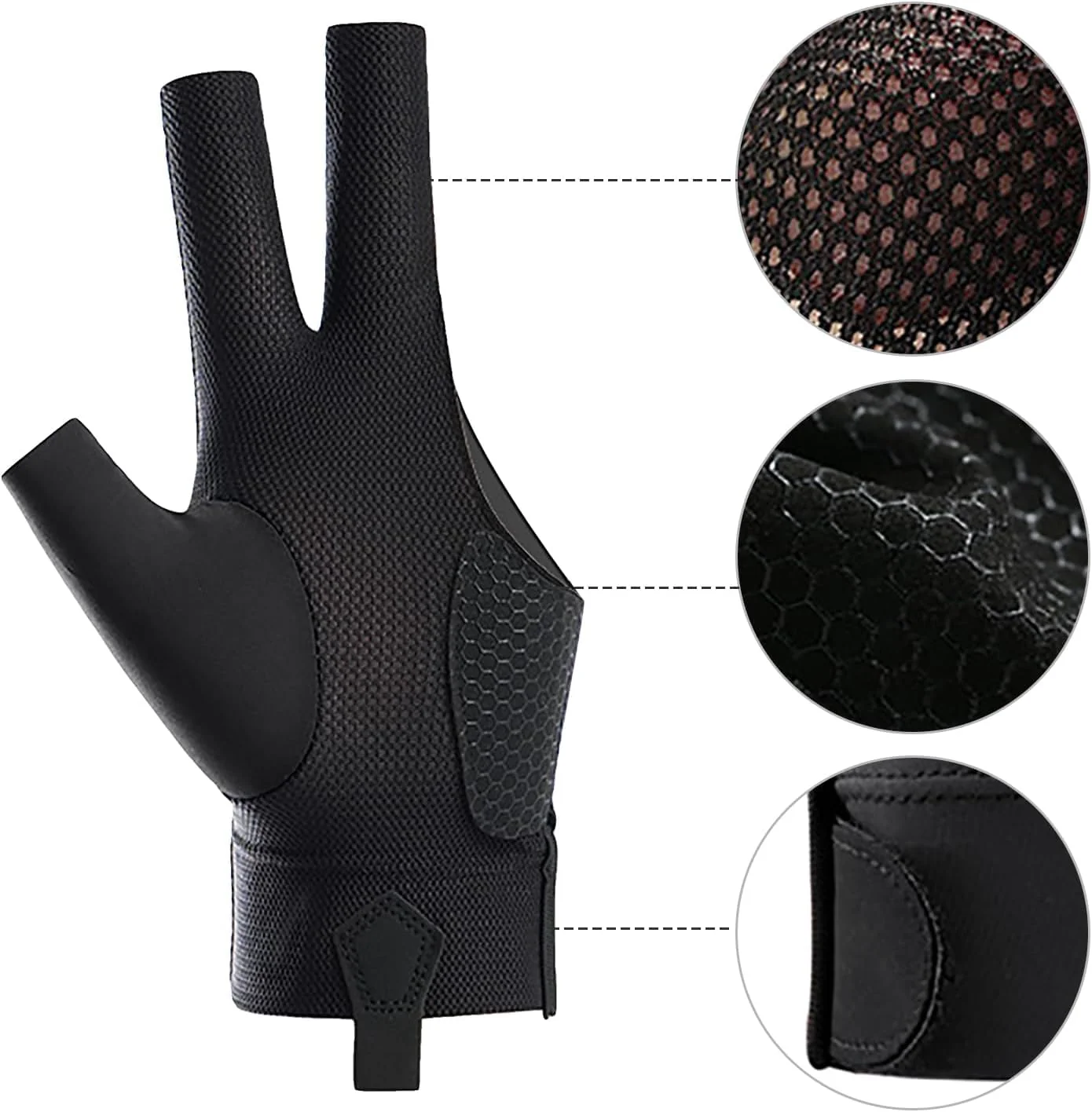 SportQ Breathable Nylon Pool Glove (Left Hand) Universal 3 Finger Gloves Sports Gloves for Women and Men, Indoor Game Set, Pool Accessories - Image 9