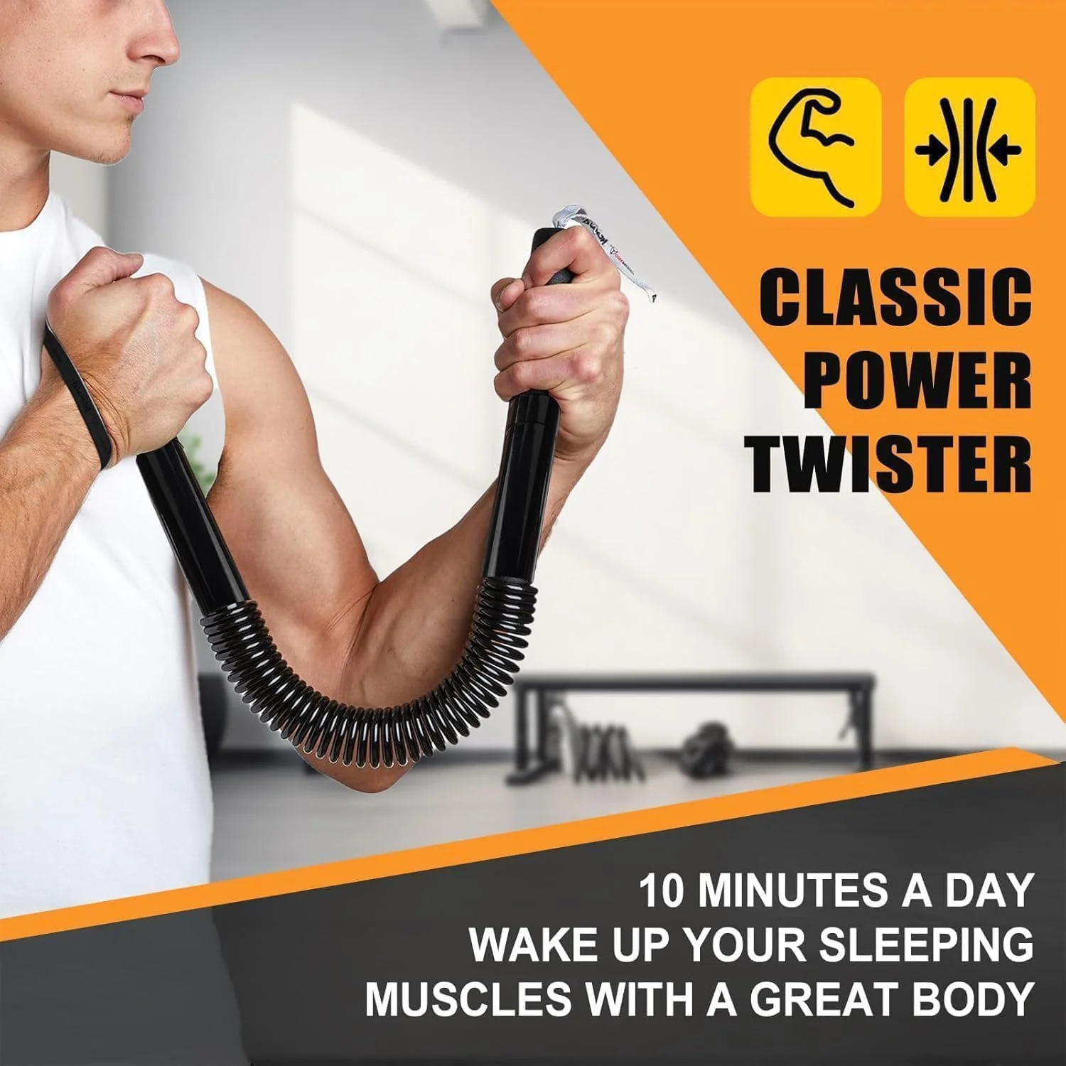 Exercise with SportQPower Twister Premium Arm and Chest Strengthening Stick – Ergonomic Non-Slip Grip, Resistances from 20-60kg, Carbon Steel - Image 5