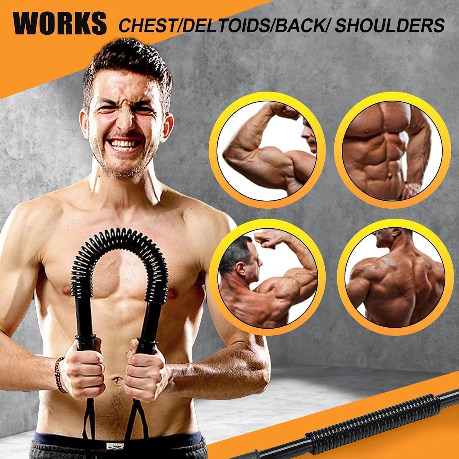 Exercise with SportQPower Twister Premium Arm and Chest Strengthening Stick – Ergonomic Non-Slip Grip, Resistances from 20-60kg, Carbon Steel - Image 6