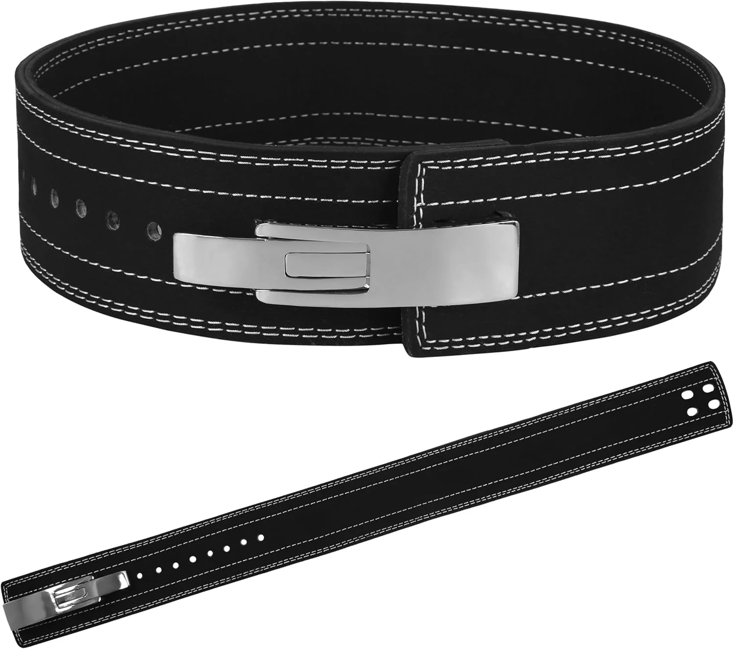 Weightlifting Belt for Men and Women 10mm Thick Leather IPF Weight Lifting Belt Ideal for Gym Belts, Training, Weightlifting, Bodybuilding, Squats, Deadlifts - Image 2