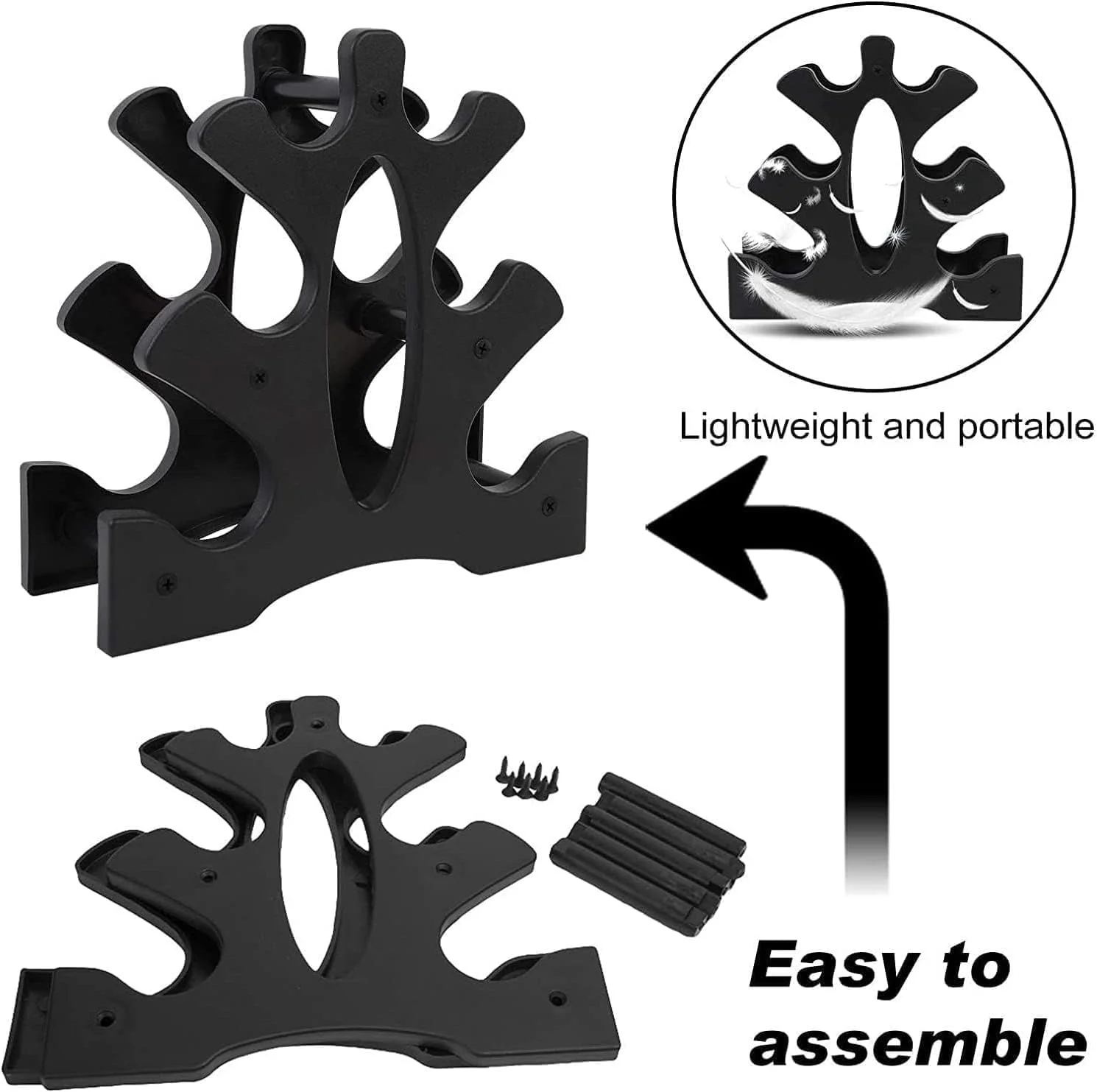 SportQ 3-Tier Dumbbell Storage Rack – Light & Sturdy Hand Weight Stand, Stable & Easy Assembly, Suitable for Home & Gym – Heavy Duty Reinforced Plastic (No Dumbbells) - Image 3