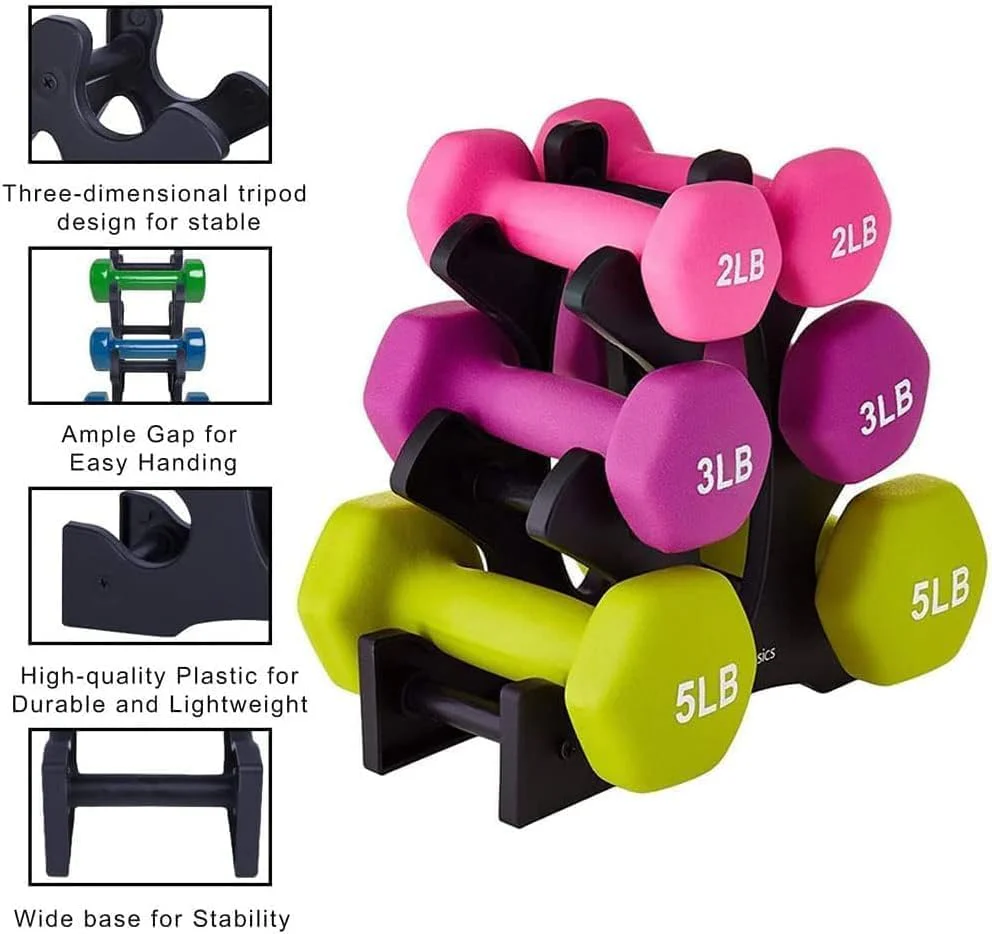 SportQ 3-Tier Dumbbell Storage Rack – Light & Sturdy Hand Weight Stand, Stable & Easy Assembly, Suitable for Home & Gym – Heavy Duty Reinforced Plastic (No Dumbbells) - Image 4