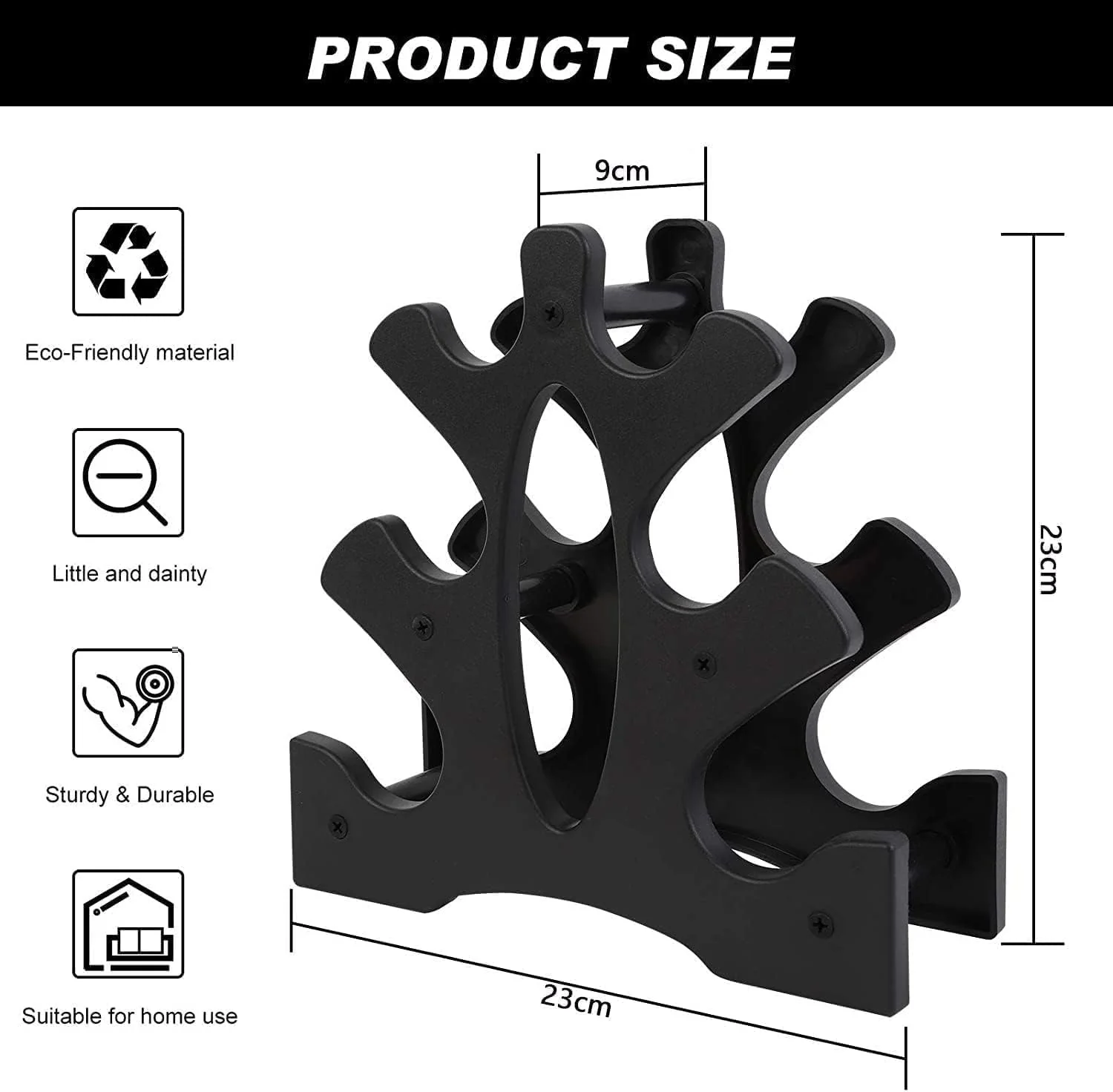 SportQ 3-Tier Dumbbell Storage Rack – Light & Sturdy Hand Weight Stand, Stable & Easy Assembly, Suitable for Home & Gym – Heavy Duty Reinforced Plastic (No Dumbbells) - Image 7