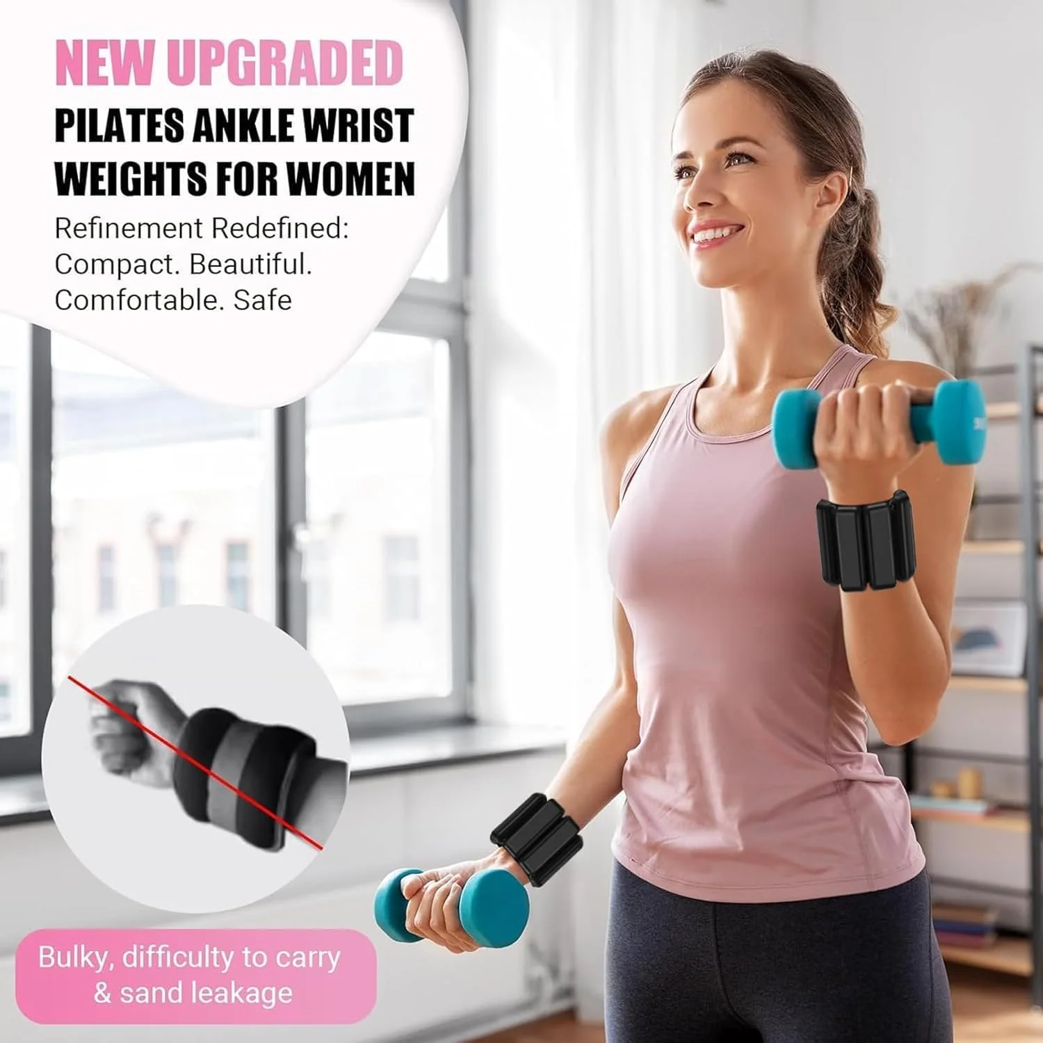 Adjustable Pilates Rings Set for Men and Women, Strong Arm and Leg Weights Wearable 2 Pack for Walking, Yoga, Dance, Bar, Gym, Pilates, Walking - Image 3