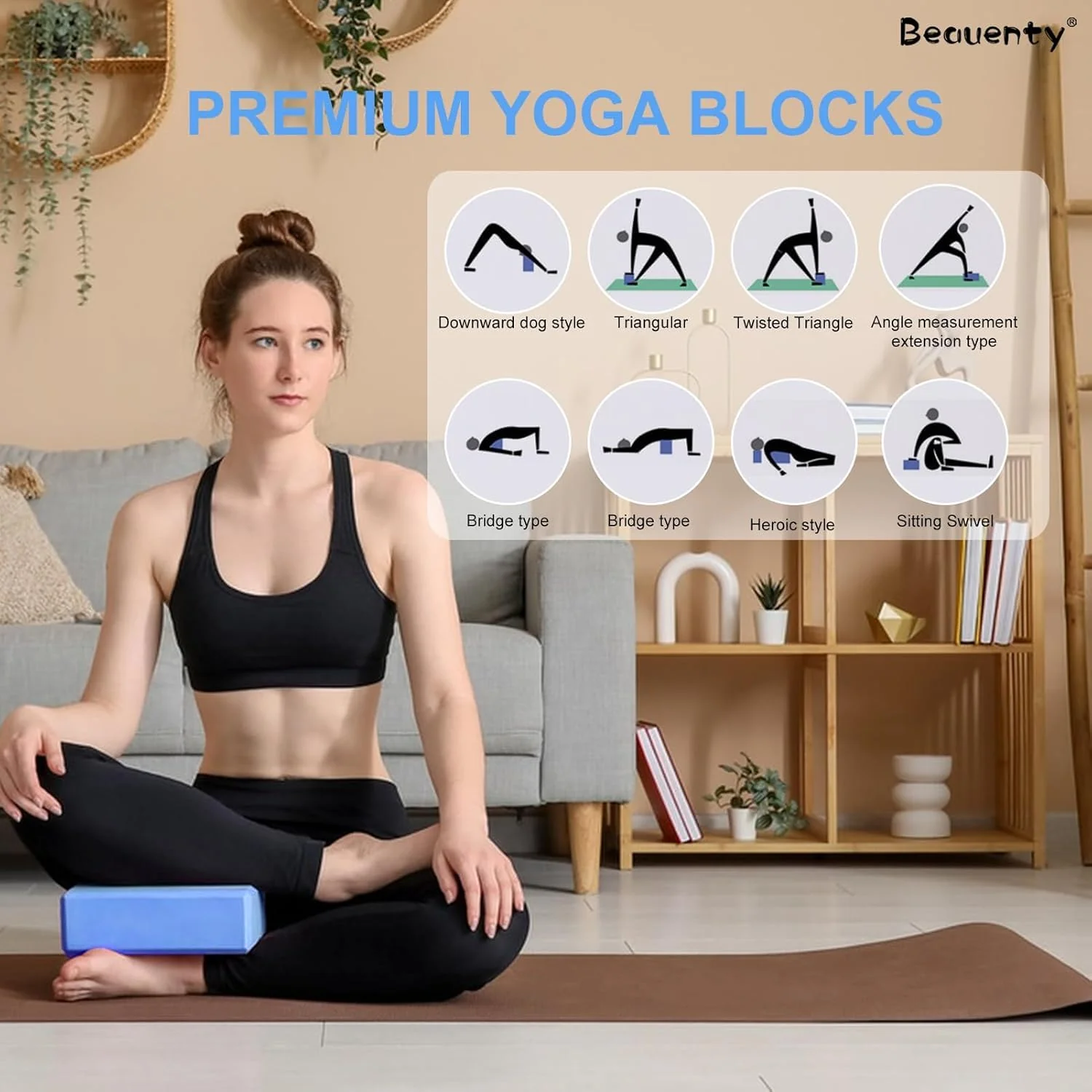 SportQ® Yoga Block Block 2 Pcs, High Density EVA Foam Non Slip Yoga Block for Home Gym Improve Stretching for Yoga/Pilates/Fitness - Image 4
